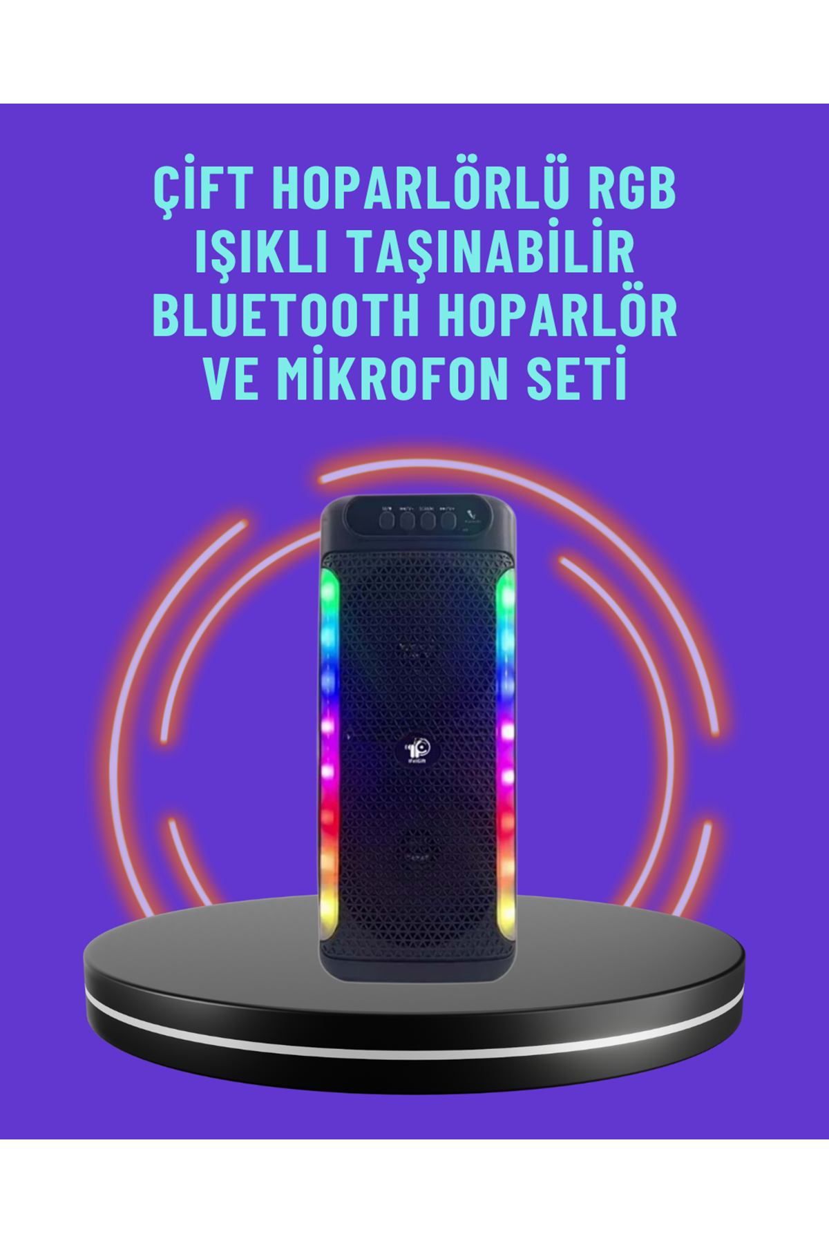 Ev ve Dış Mekan Kullanımına Uygun RGB Işıklı Hoparlör