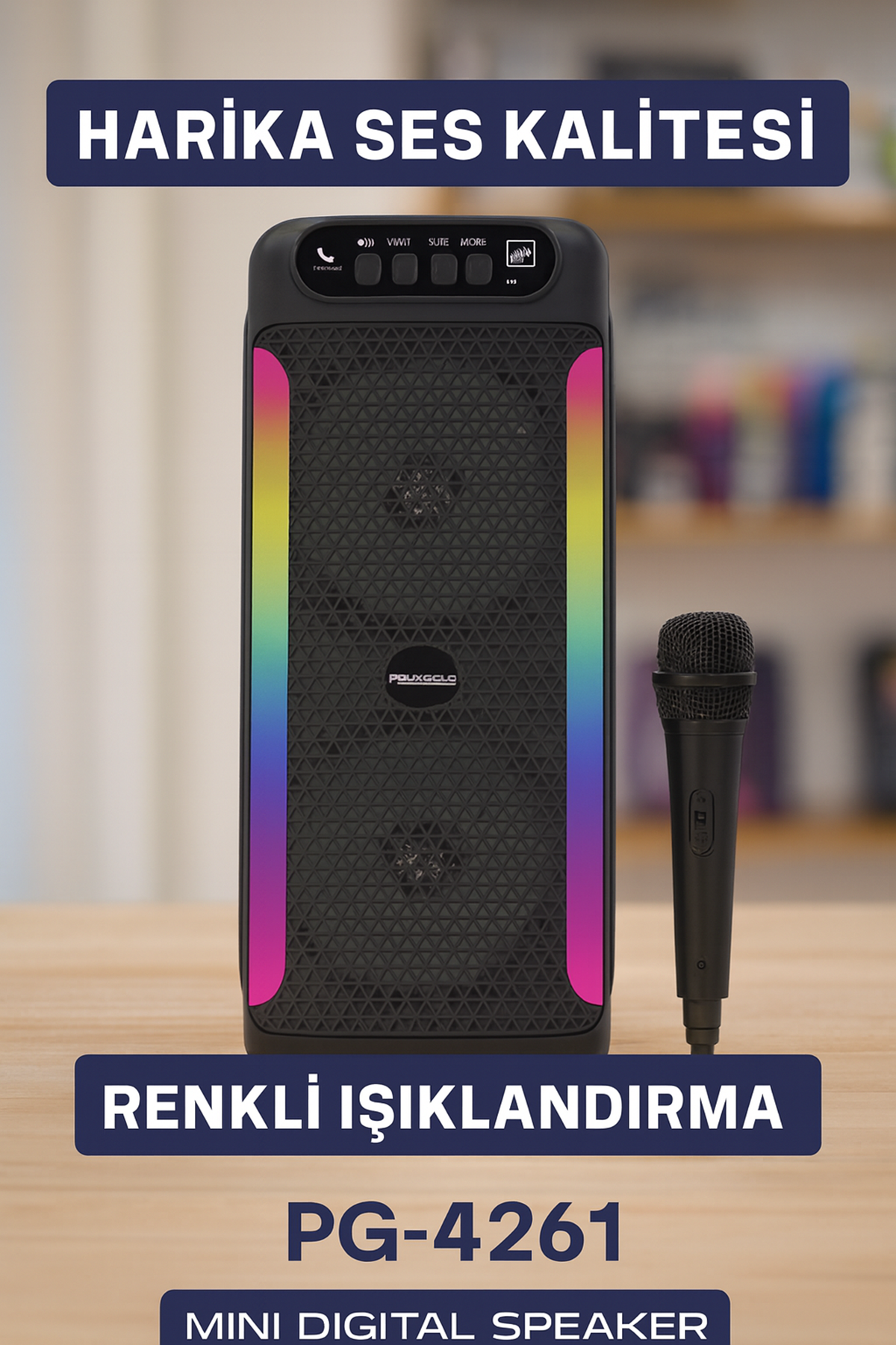 Taşınabilir Şarjlı Hoparlör USB, SD Kart, AUX Girişli