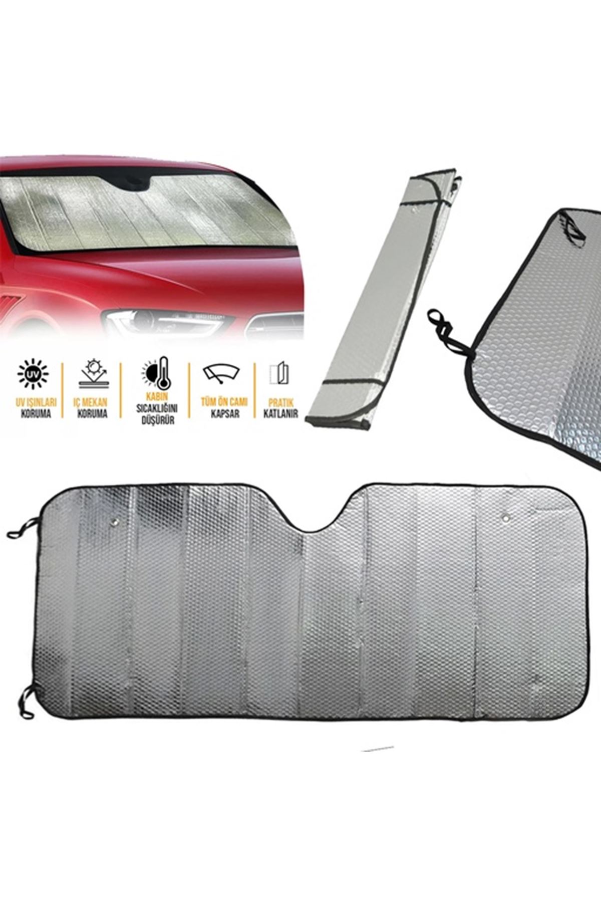 Araç Ön Cam Güneşlik UV ve Isı Koruma Katlanabilir Toyota Corolla Skoda Superb Dacia Duster Ford Focus