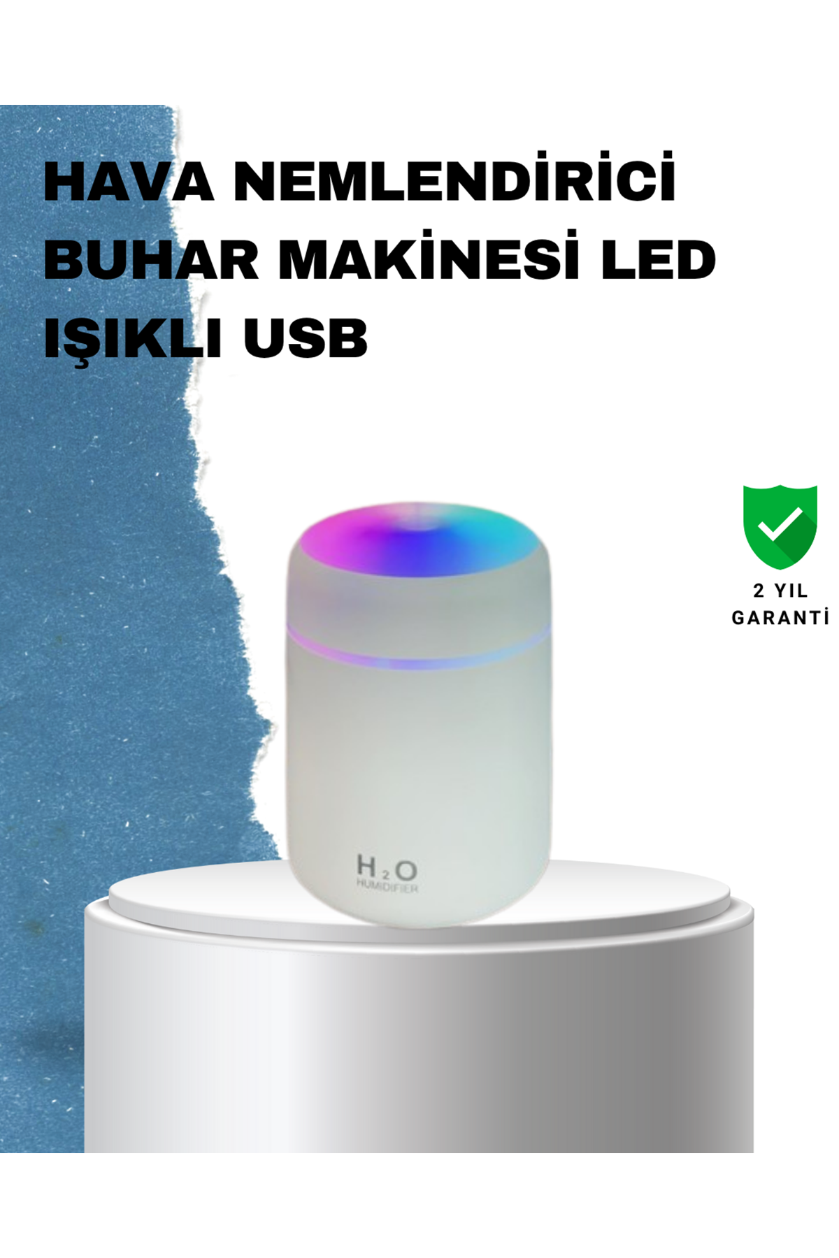 ABS Gövdeli 300ml USB Nemlendirici – Beyaz, Gri, Pembe Renk