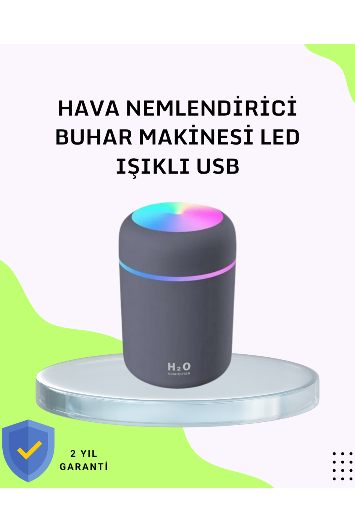 Taşınabilir Hava Nemlendirici – Renkli Işık ve USB Bağlantı