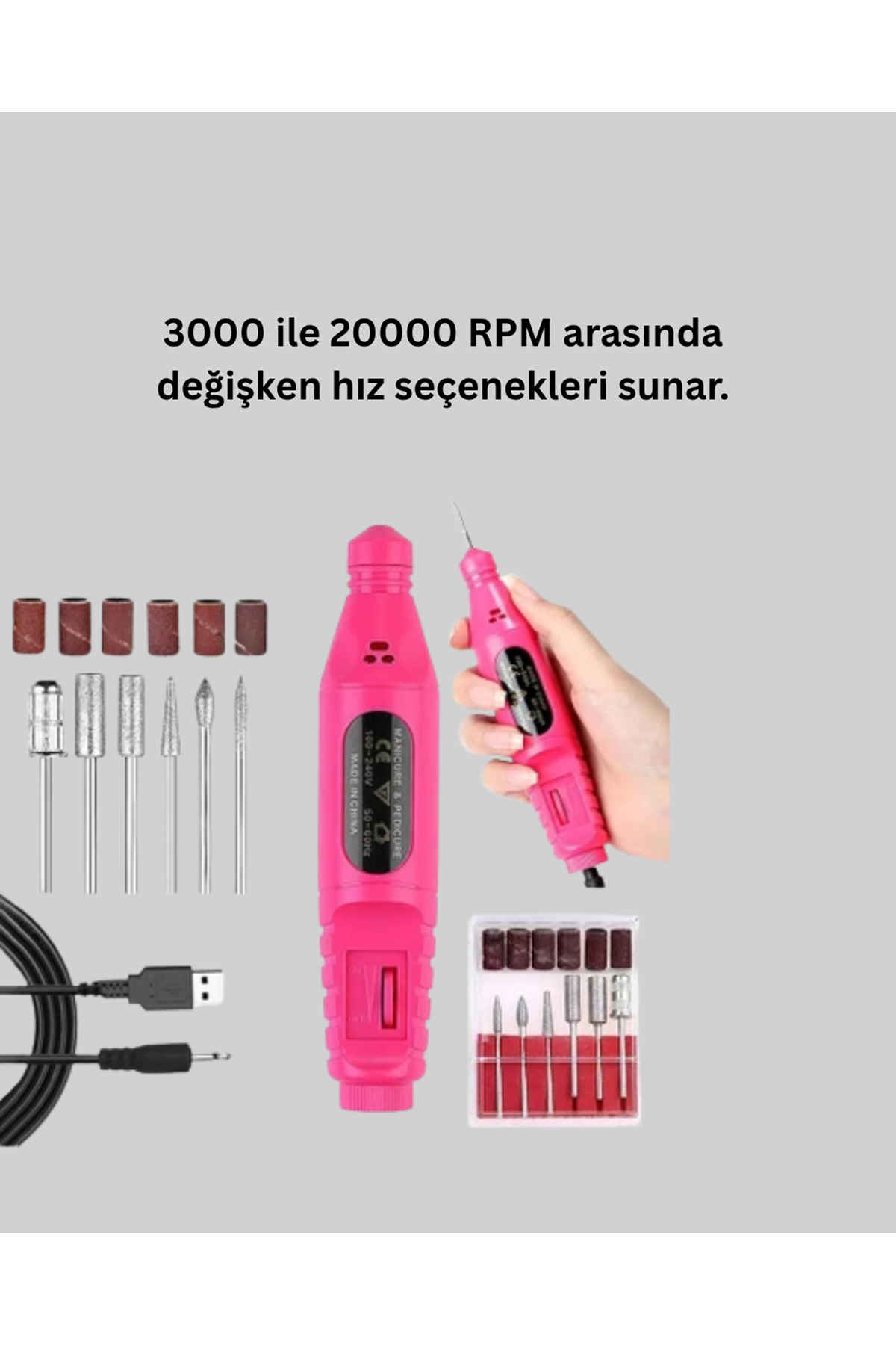 USB Şarjlı Çok Fonksiyonlu Tırnak Bakım Cihazı