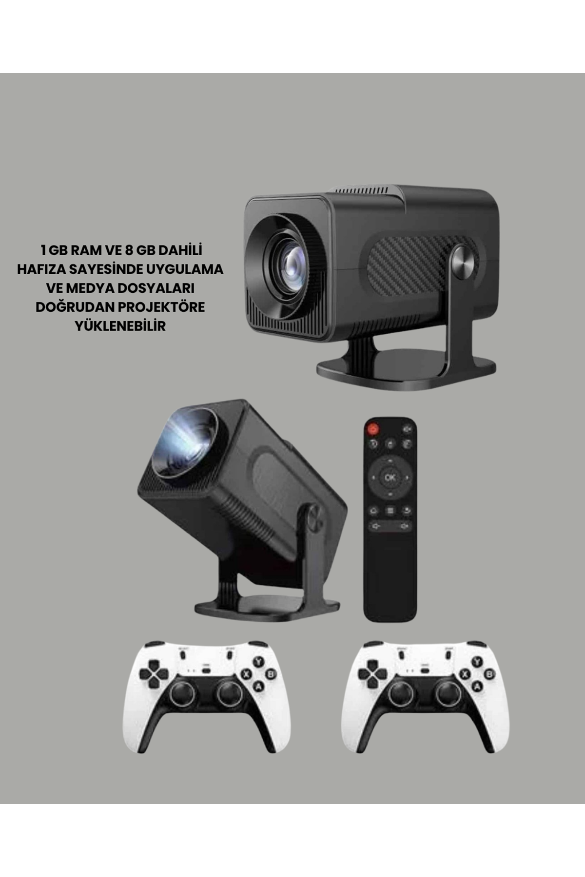 Taşınabilir Full HD Projektör - 1 GB RAM, 8 GB Hafıza