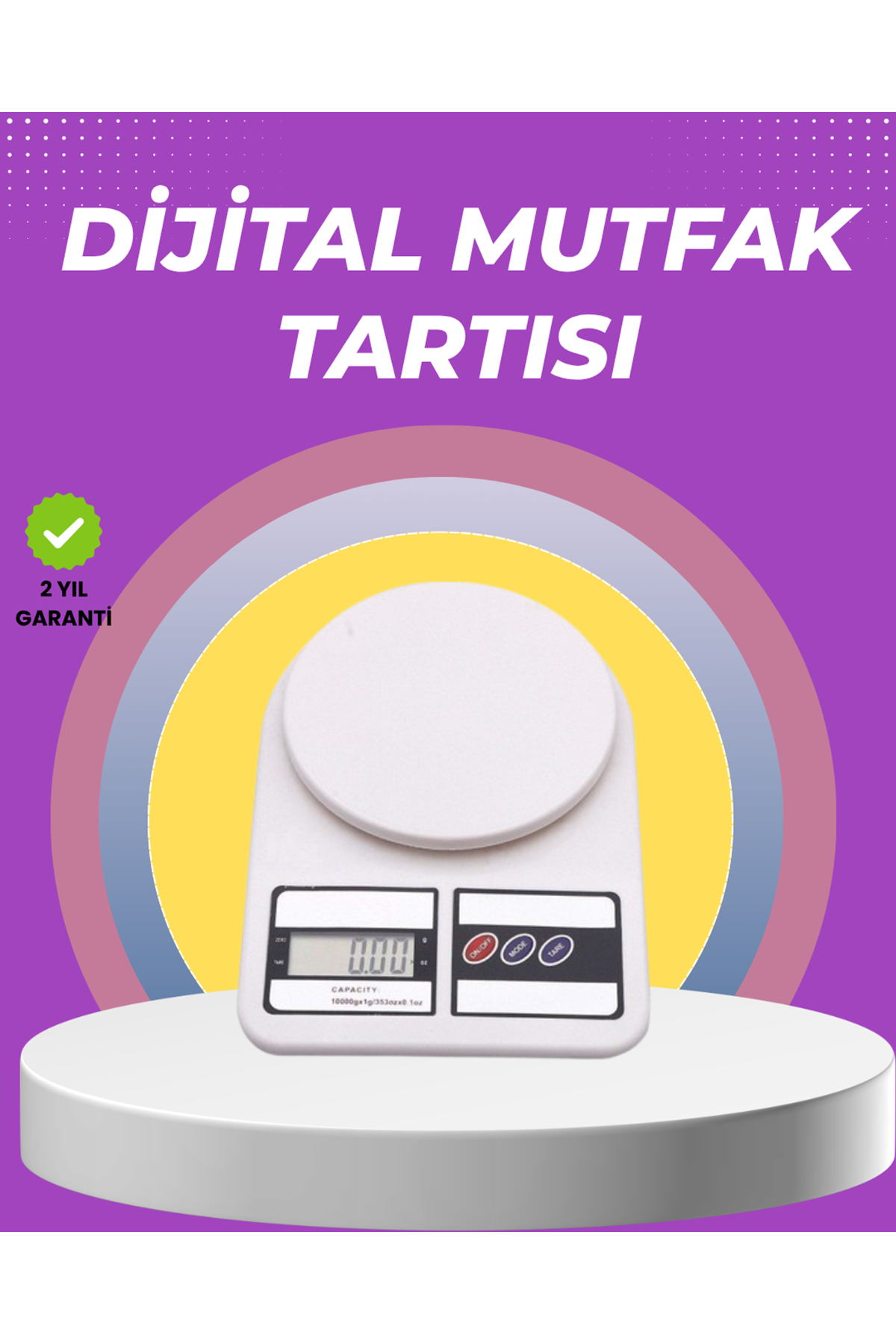 Beyaz Plastik Dijital Mutfak Tartısı – 24x16.8x1.5cm