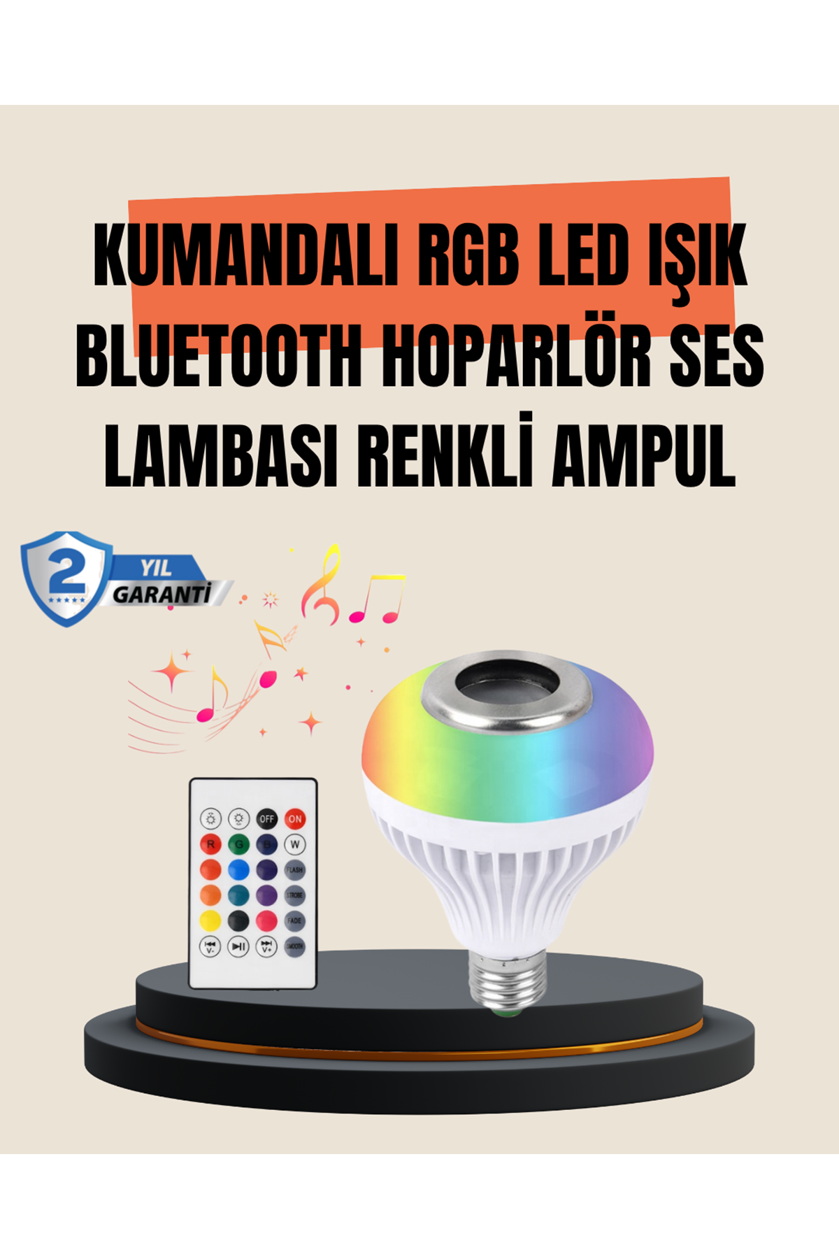 12W LED Ampul – Renkli Işık ve Dahili Hoparlör Özellikli