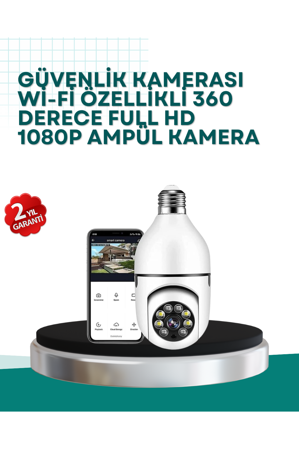 360° Panoramik Görüntüleme Sunan Ampul Tipi Güvenlik Kamerası