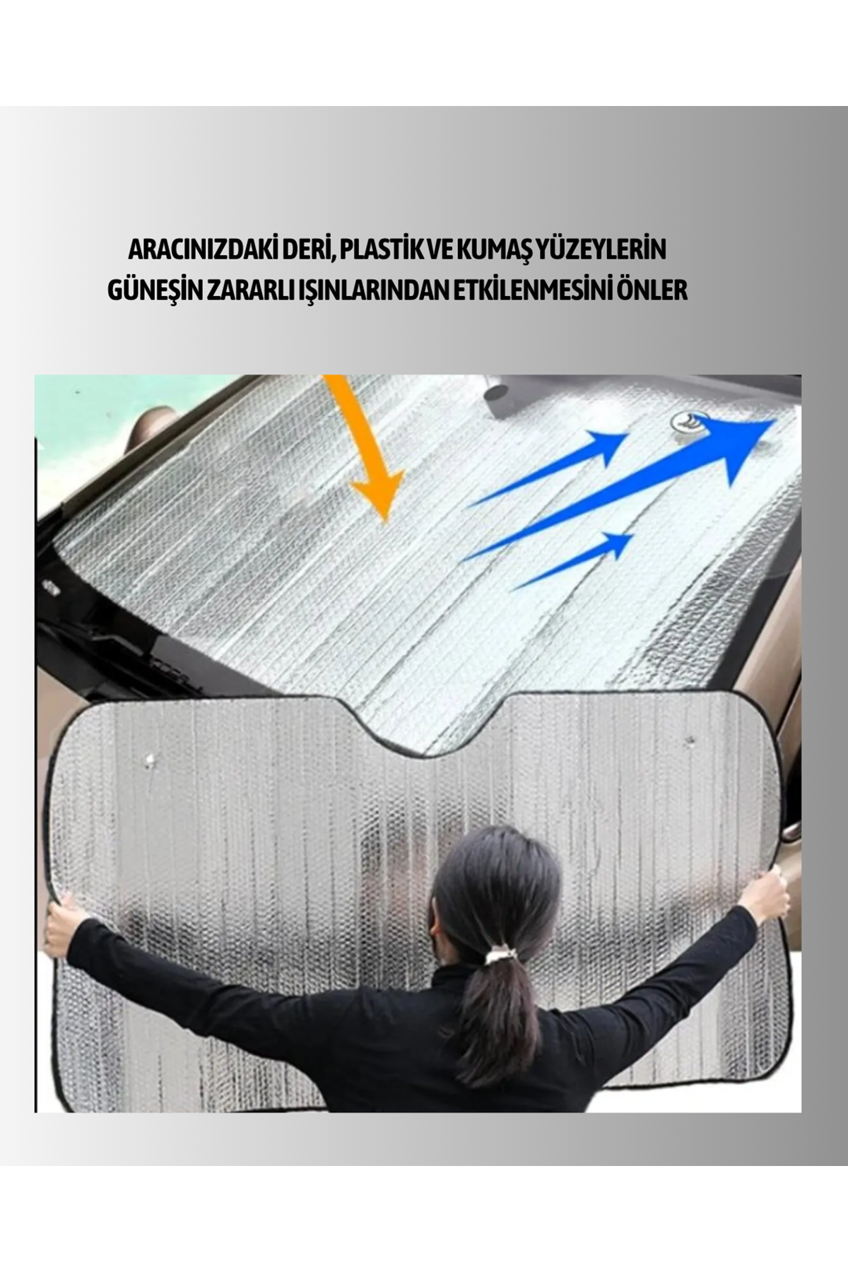 Katlanabilir Alüminyum Araç Güneşliği – UV Koruma ve Klima Tasarrufu Bir Arada