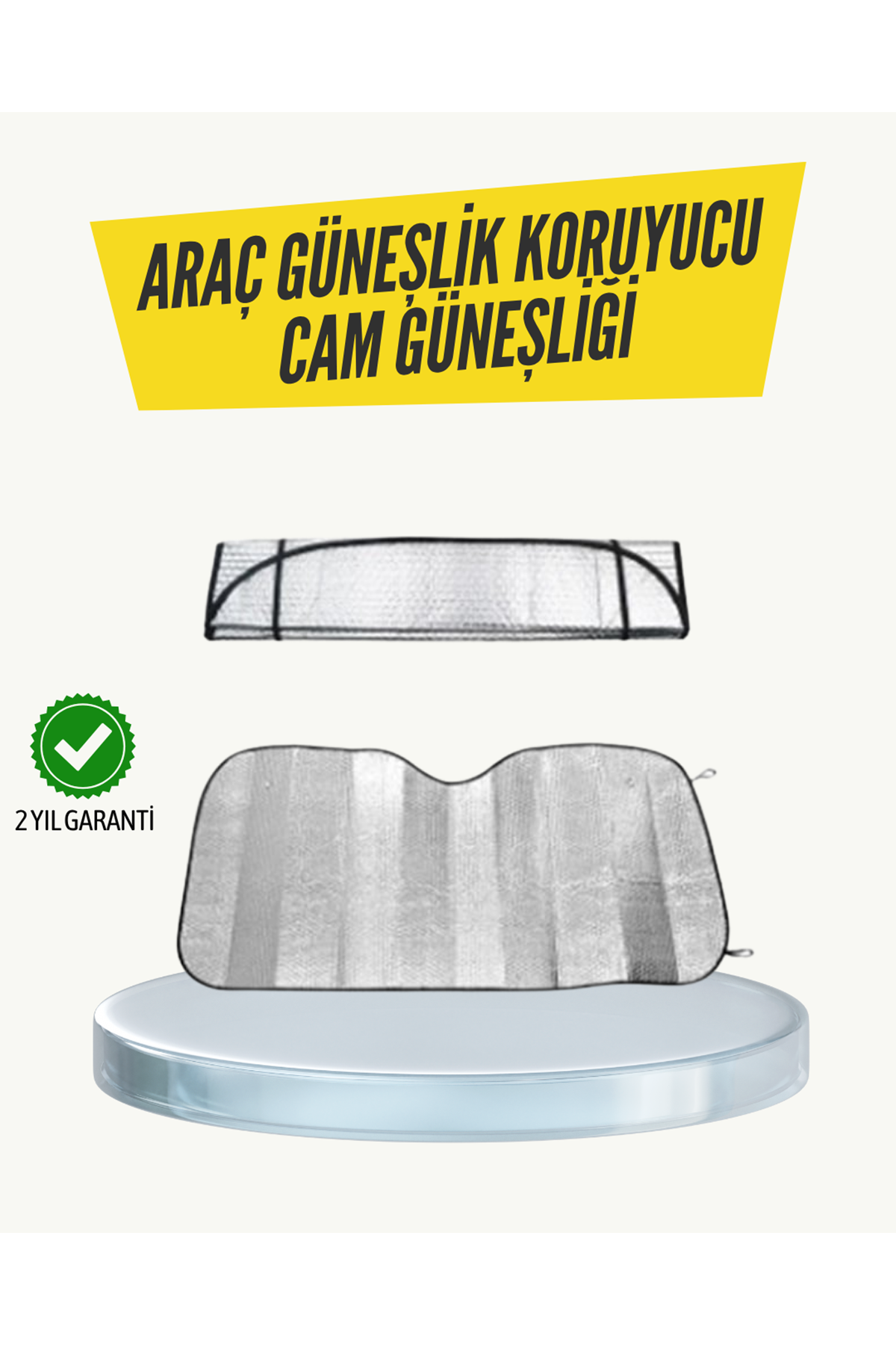 Metalize Reflektörlü Katlanabilir Araç Güneşliği – Yüksek Performanslı Isı ve UV Koruması