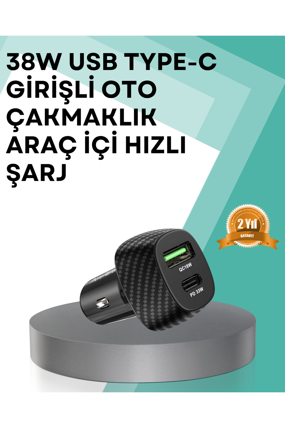 Çift Cihaz Destekli 38W Güçlü Çakmaklık Araç Şarj Cihazı