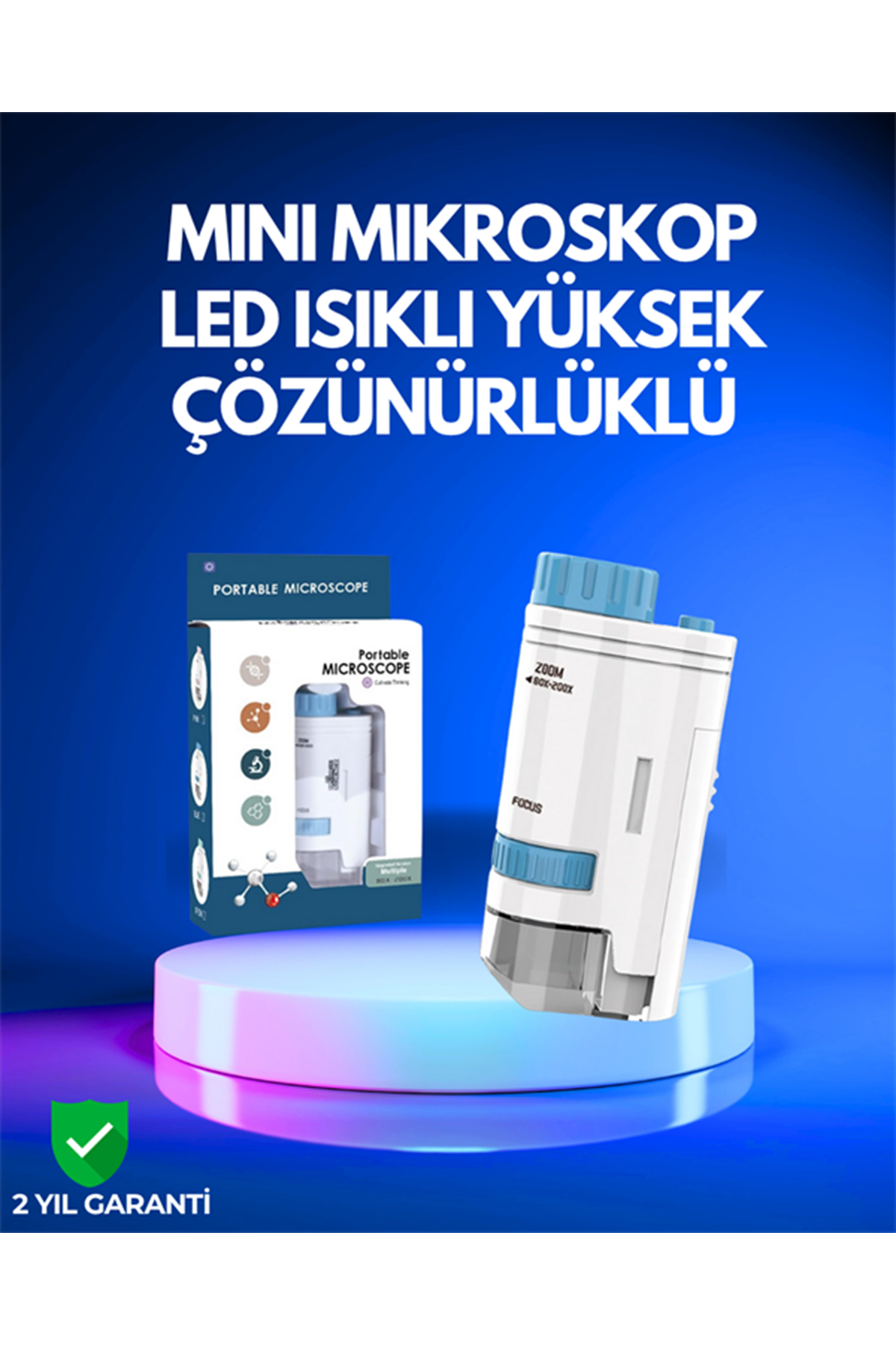 PMMA Optik Lensli Kompakt Taşınabilir Mikroskop