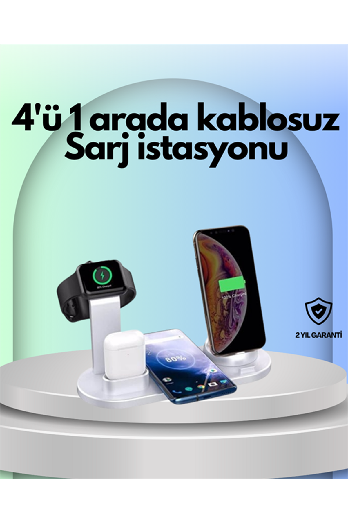 iPhone, Apple Watch ve AirPods ile Uyumlu 4'ü 1 Arada Şarj Ünitesi – Tüm Apple Cihazları Tek Noktada