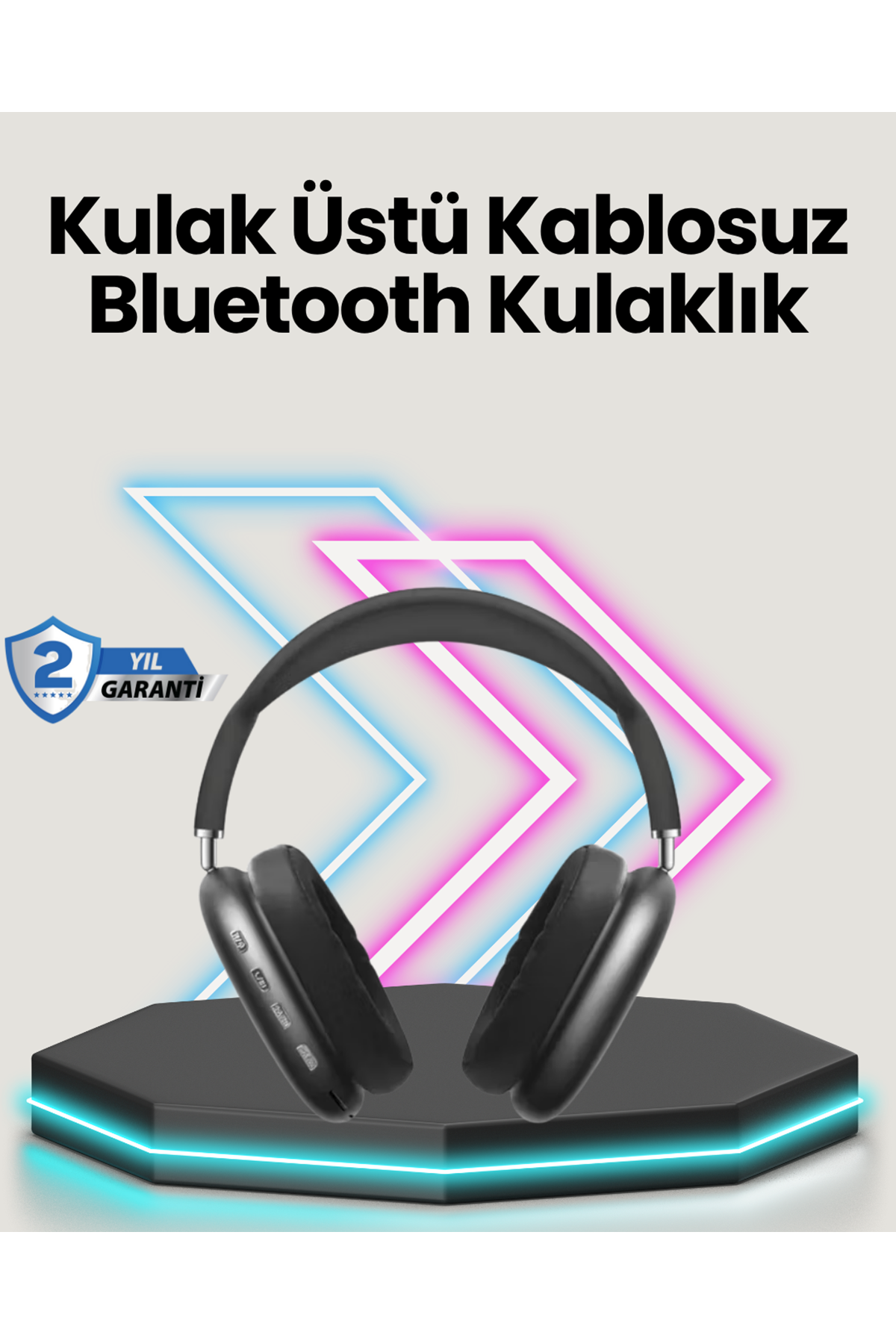 Bluetooth V5.0 Kablosuz Kulak Üstü Kulaklık | Katlanabilir, Mikro USB Girişli