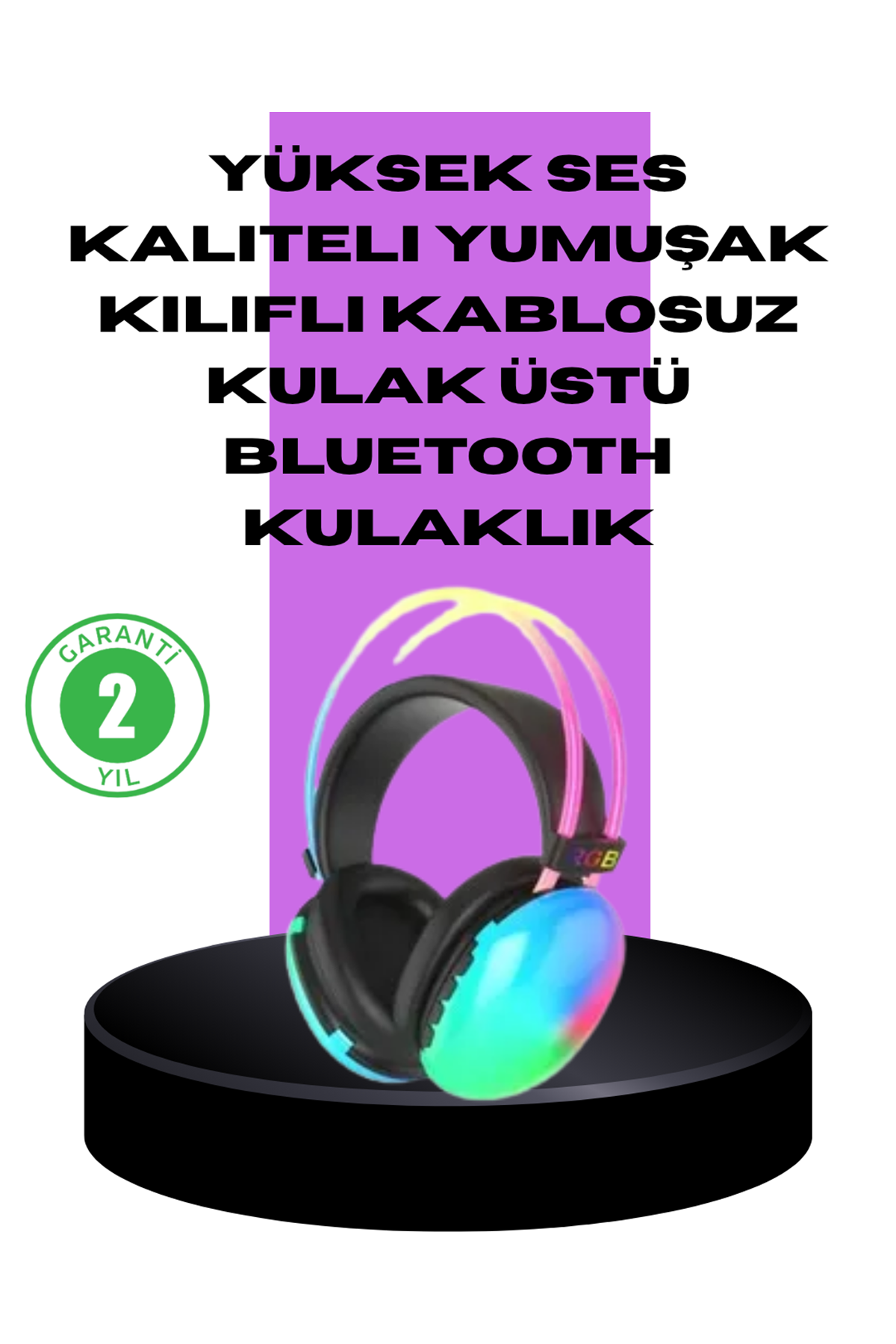 RGB Aydınlatmalı Kablosuz Bluetooth Oyuncu Kulaklığı