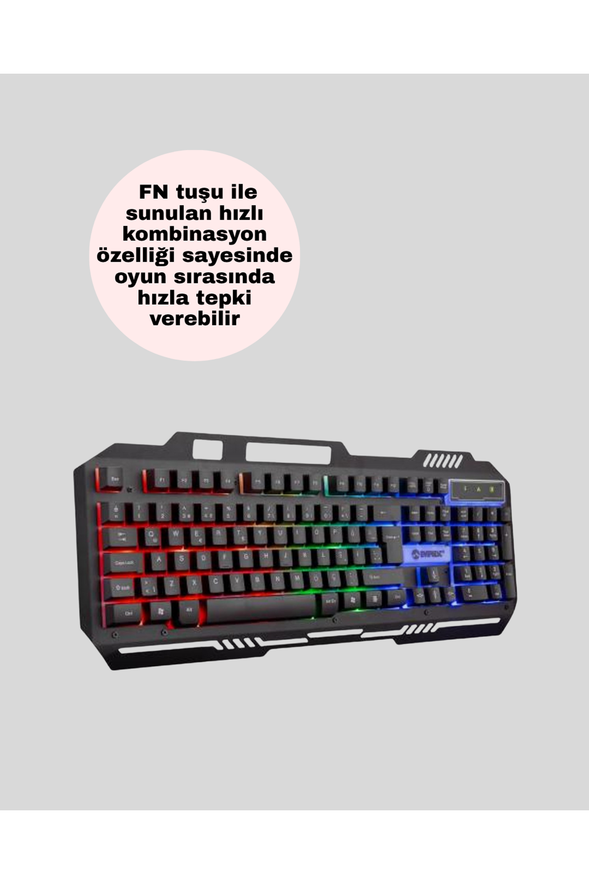 Mekanik Oyuncu Seti – LED Işıklandırma ve Ergonomik Mouse