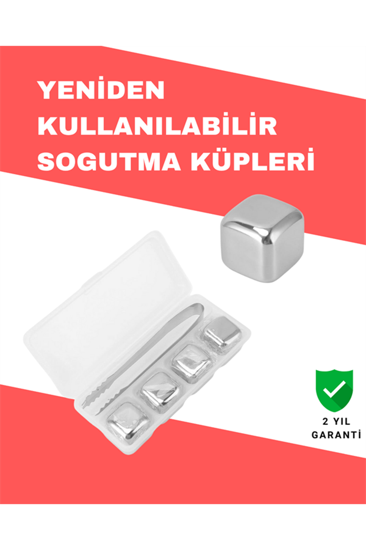 Hızlı Soğutma Özellikli Paslanmaz Metal Buz Küpü Takımı