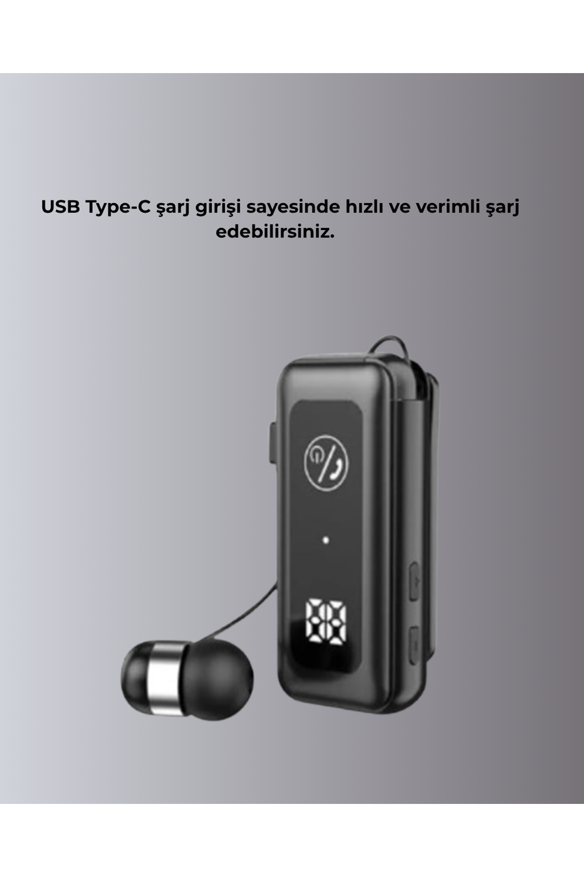 Dijital Ekranlı ve Hızlı Şarjlı Bluetooth 5.2 Makaralı Kulaklık