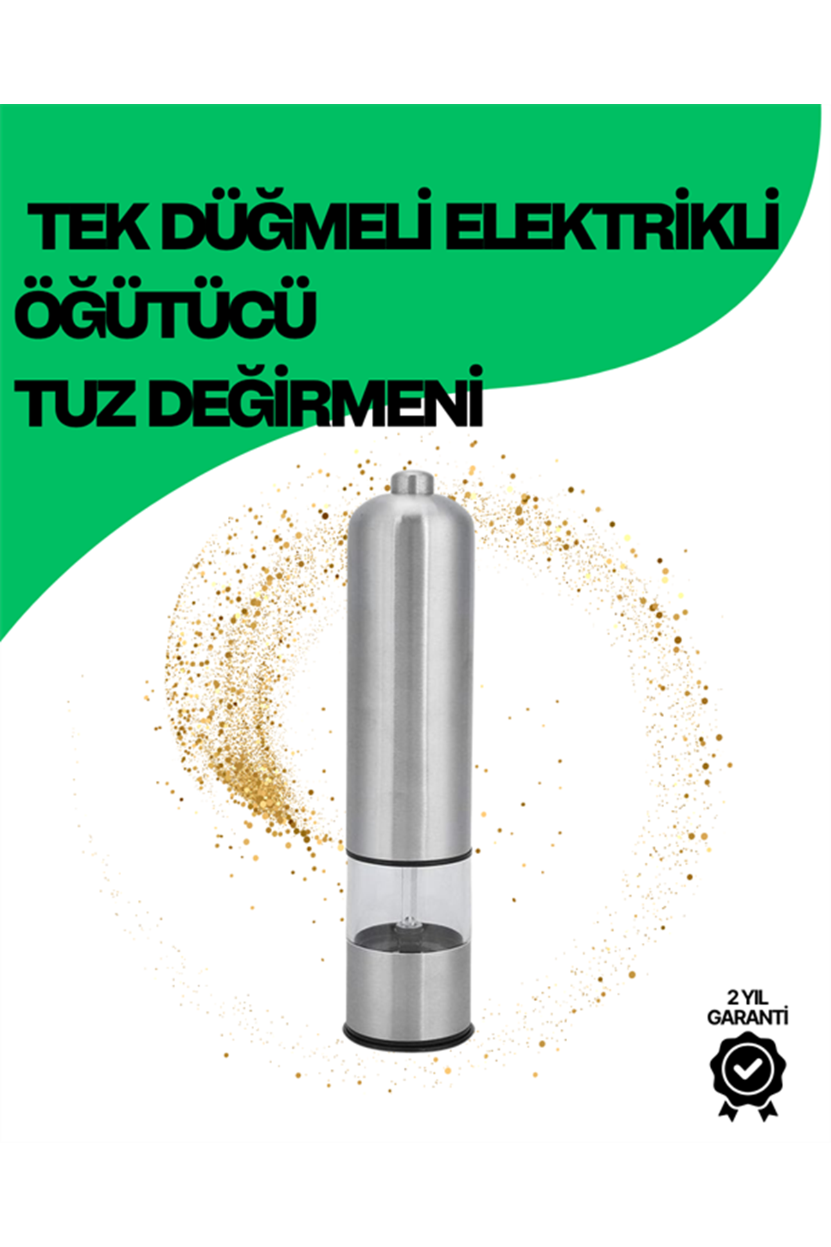 Şeffaf Hazneli Elektrikli Tuz Karabiber Öğütücü Pilli Taşınabilir Mutfak Aleti