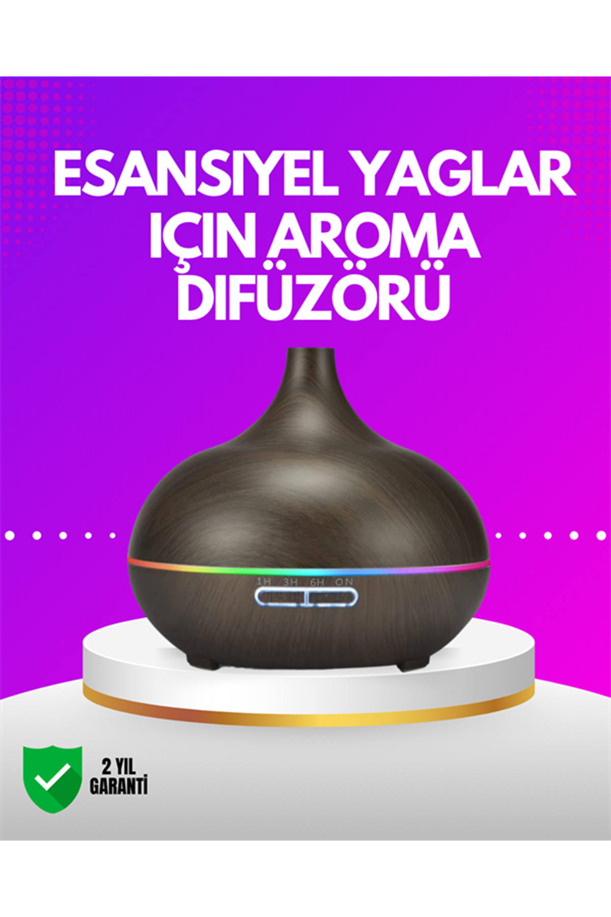 Zamanlayıcılı ve Otomatik Kapanmalı Aromaterapi Nemlendirici Difüzör