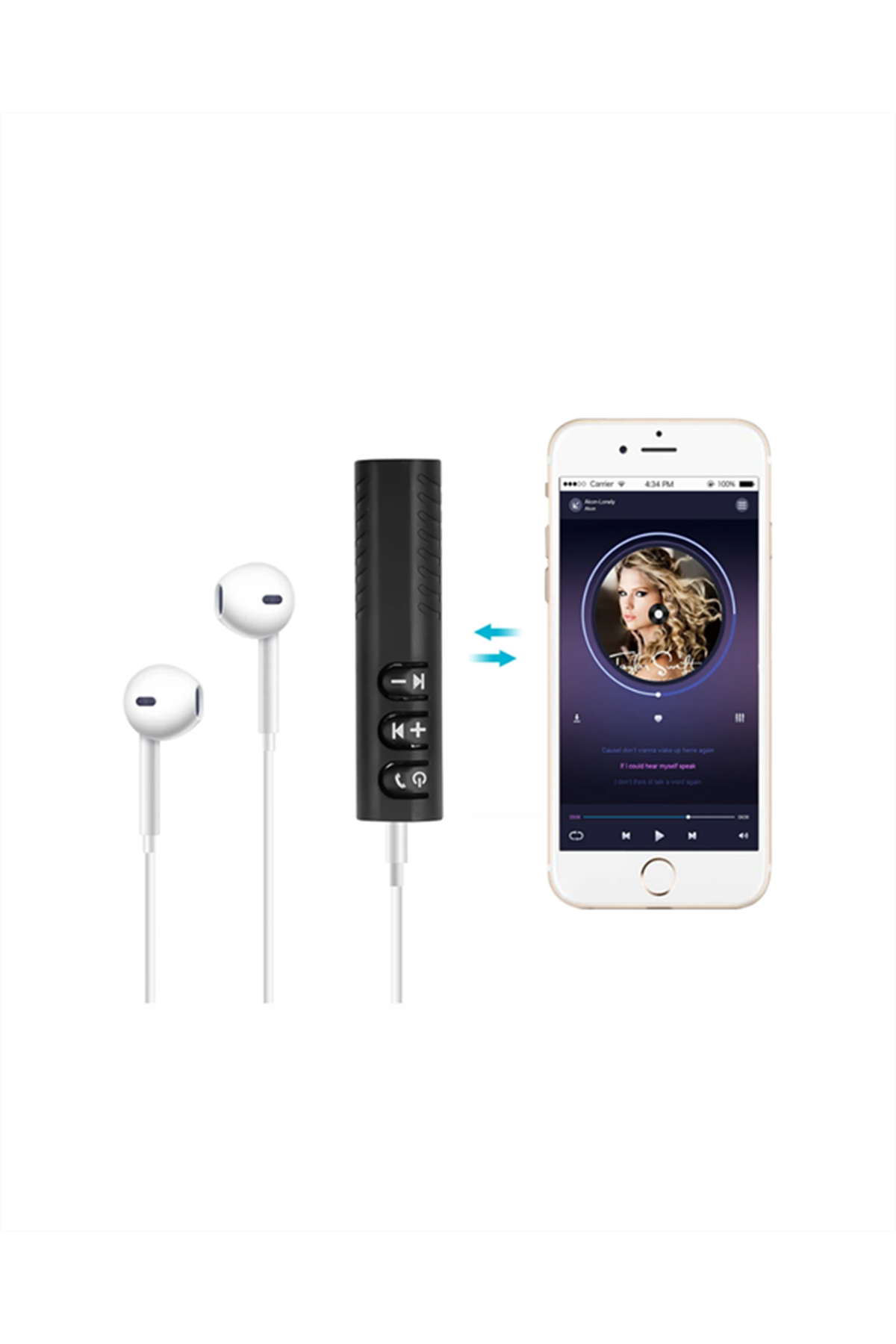 Bluetooth AUX Adaptör | 3.5mm Ses Girişi İçin Kablosuz Dönüştürücü, 10m Menzil
