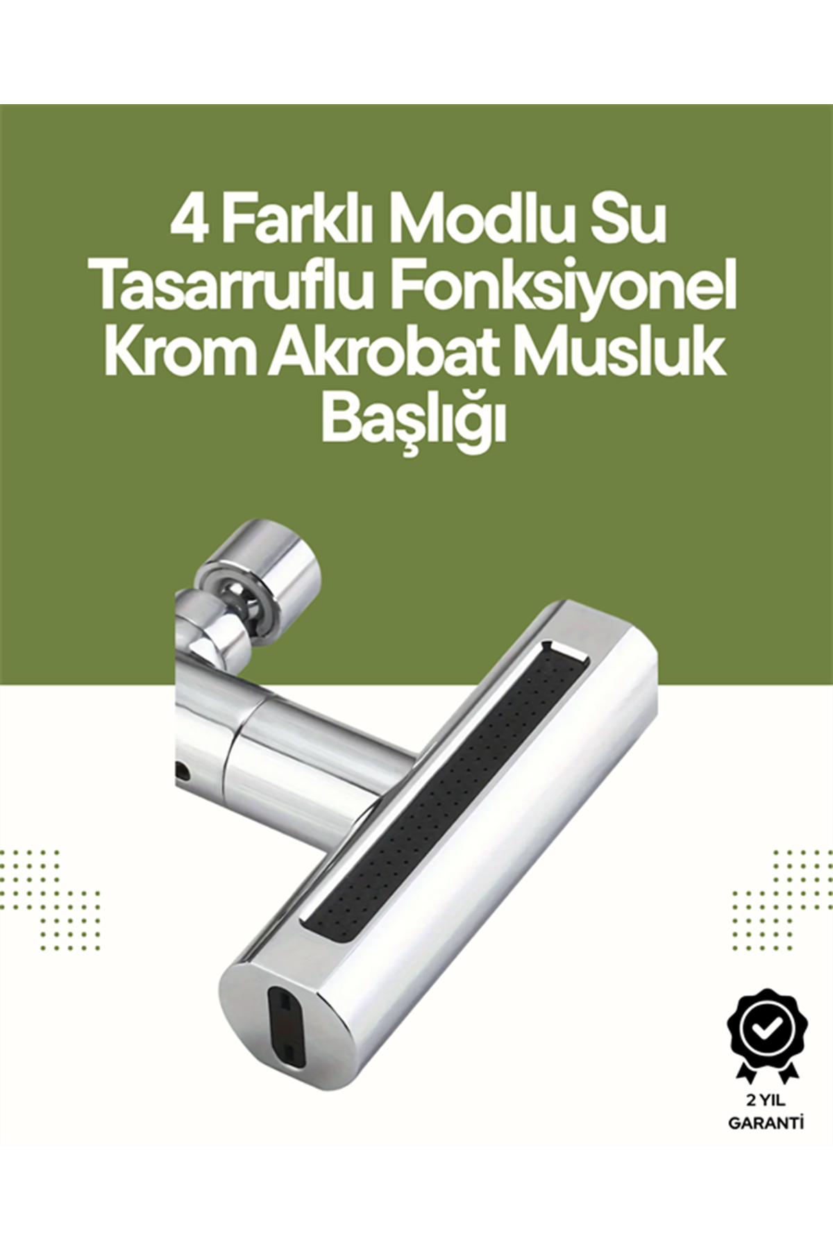 Krom Musluk Başlığı | 4'ü 1 Arada Su Çıkışı | Kolay Montajlı