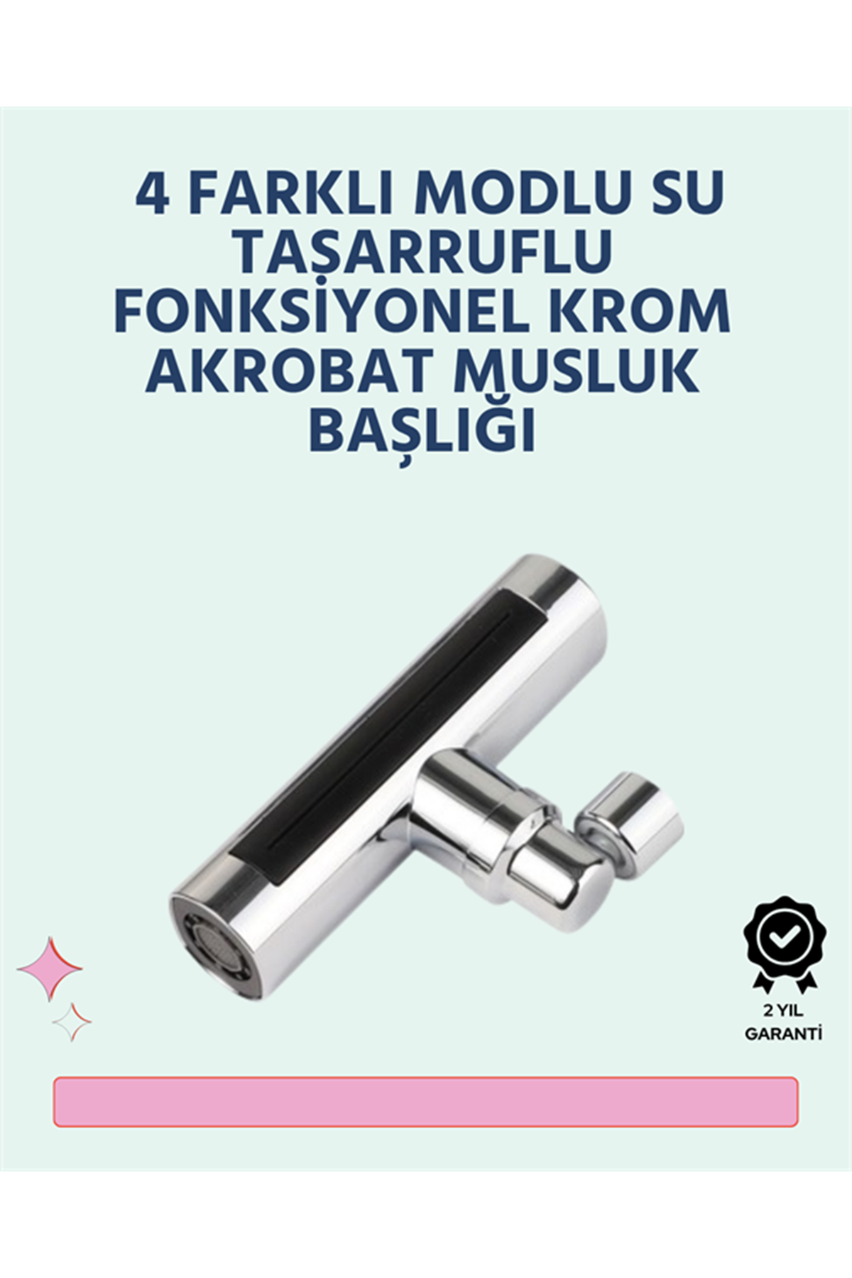 Krom Kaplamalı Çok Fonksiyonlu Musluk Başlığı | Paslanmaz Malzeme