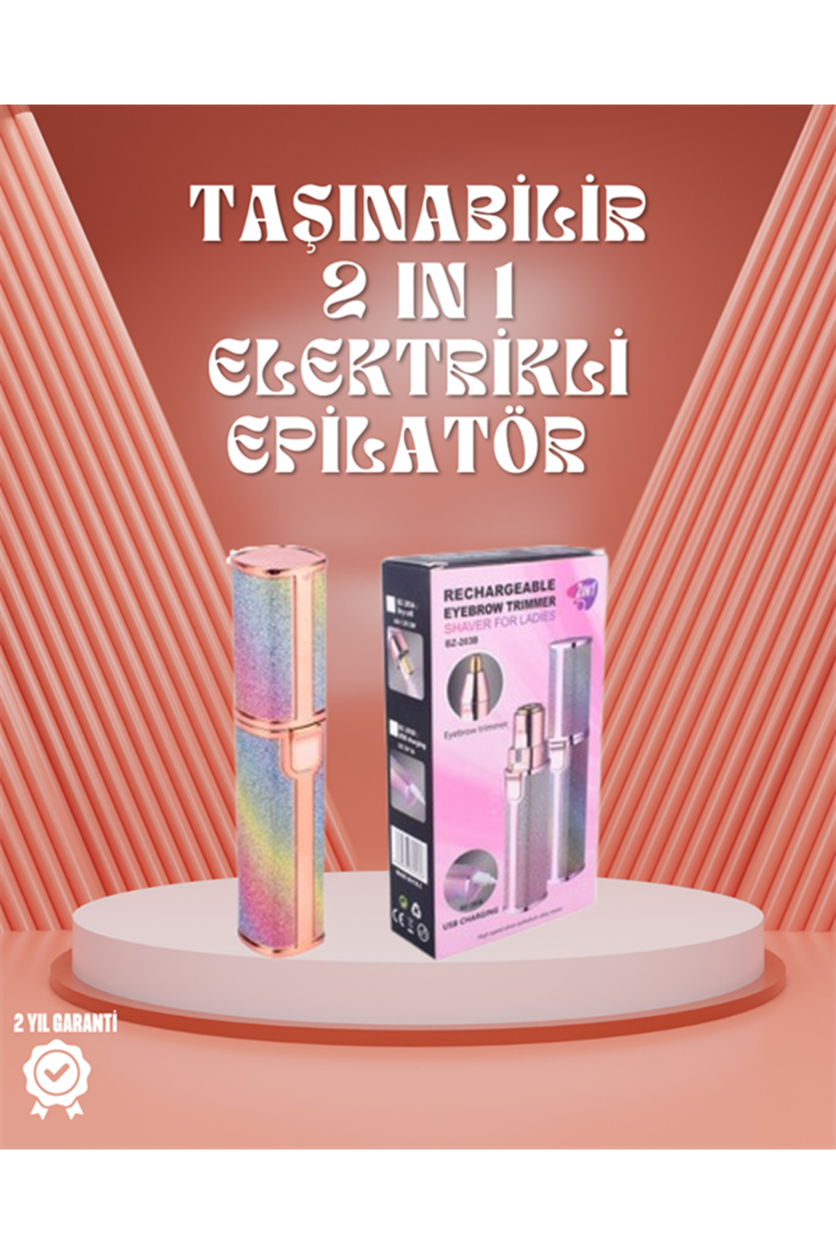 Paslanmaz Çelik Bıçaklı USB Epilatör – Kaş, Üst Dudak ve Çene Tüy Temizleyici