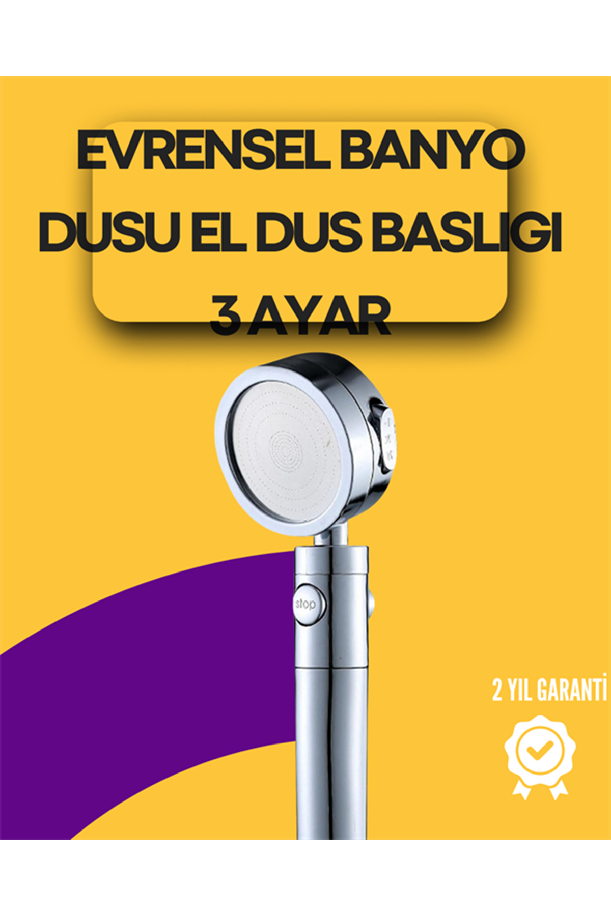 Sağlam Metal Hortum Bağlantılı, 360° Hareketli Duş Başlığı