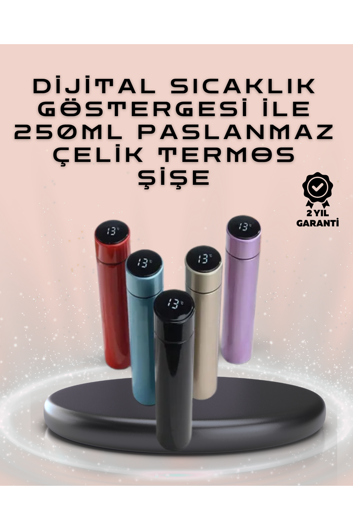 250ml LED Ekranlı Paslanmaz Çelik Akıllı Termos