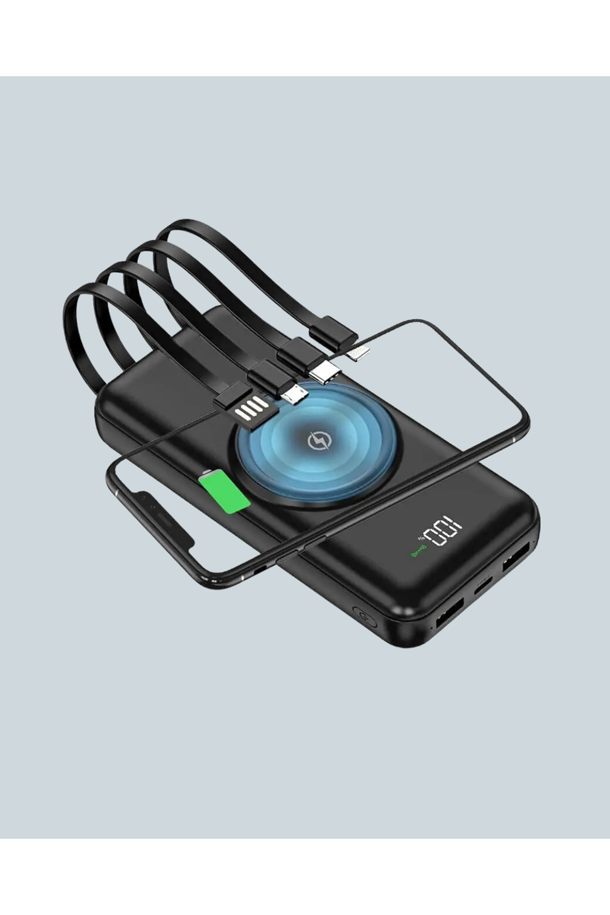 iPhone ve Android Uyumlu 10000mAh Powerbank – Hem Kablolu Hem Kablosuz