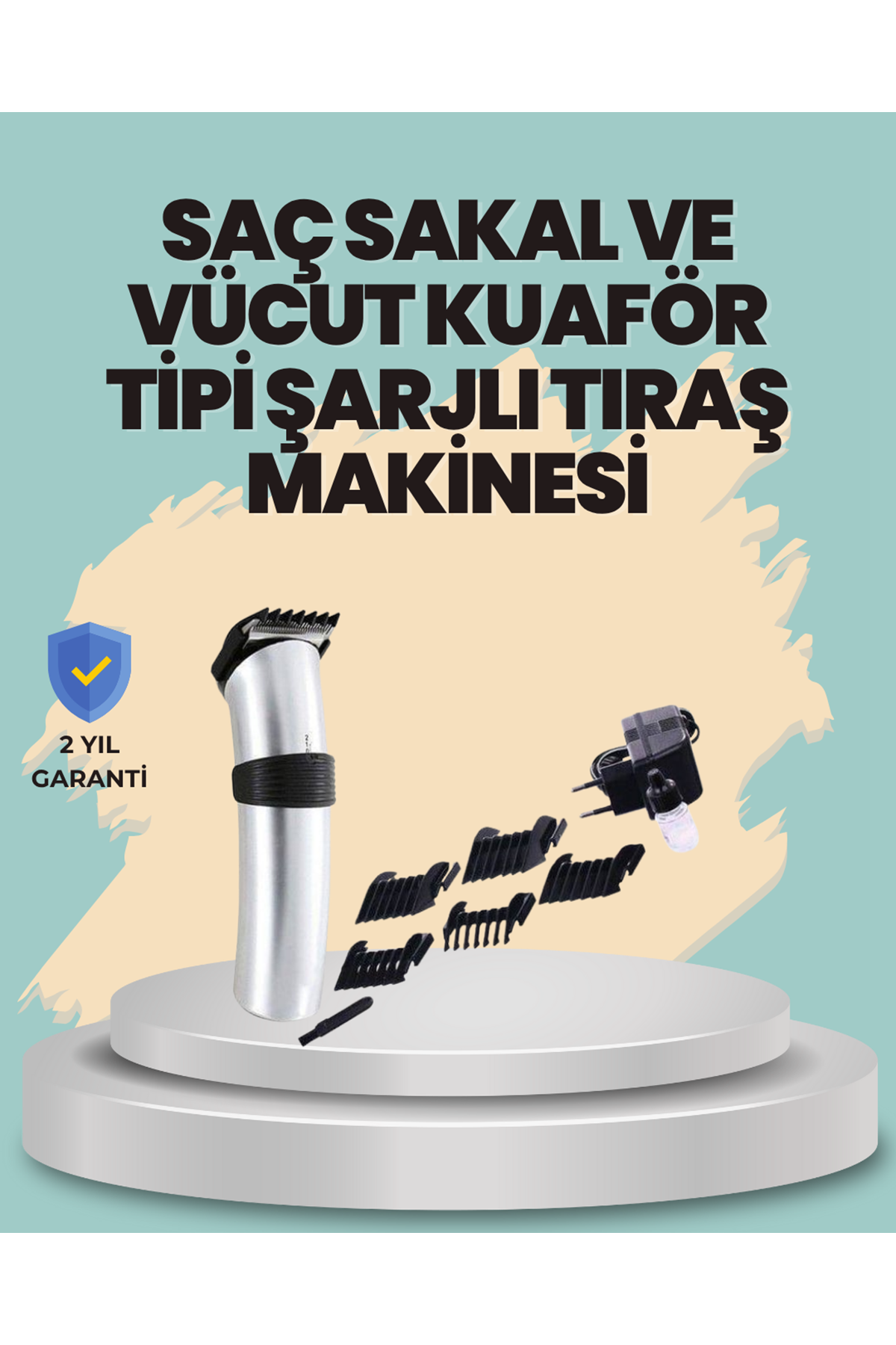Profesyonel Erkek Tıraş Makinesi – Kablosuz, Paslanmaz Bıçaklı ve Tam Aksesuar
