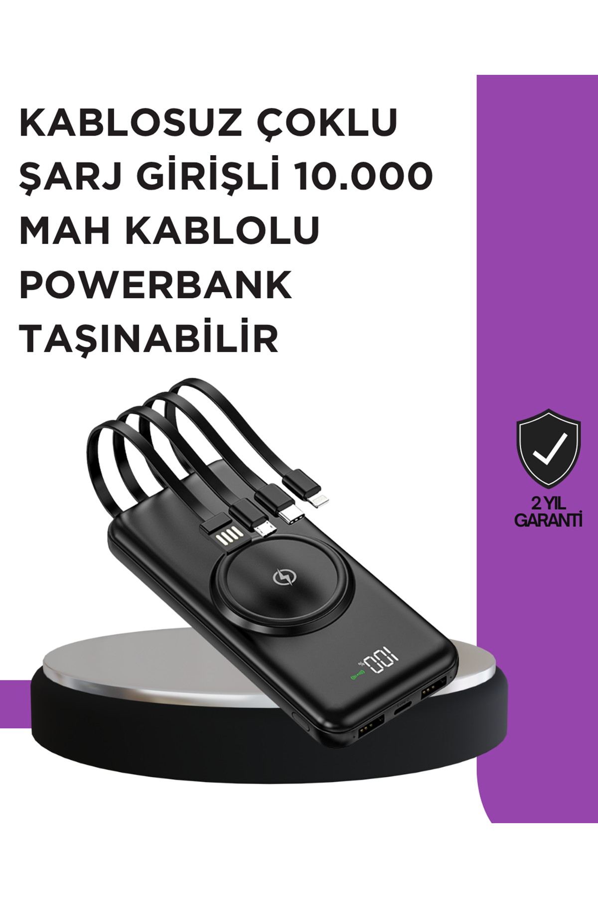 Çoklu Cihaz Uyumu ile Kablolu ve Kablosuz Şarj – Pratik Powerbank