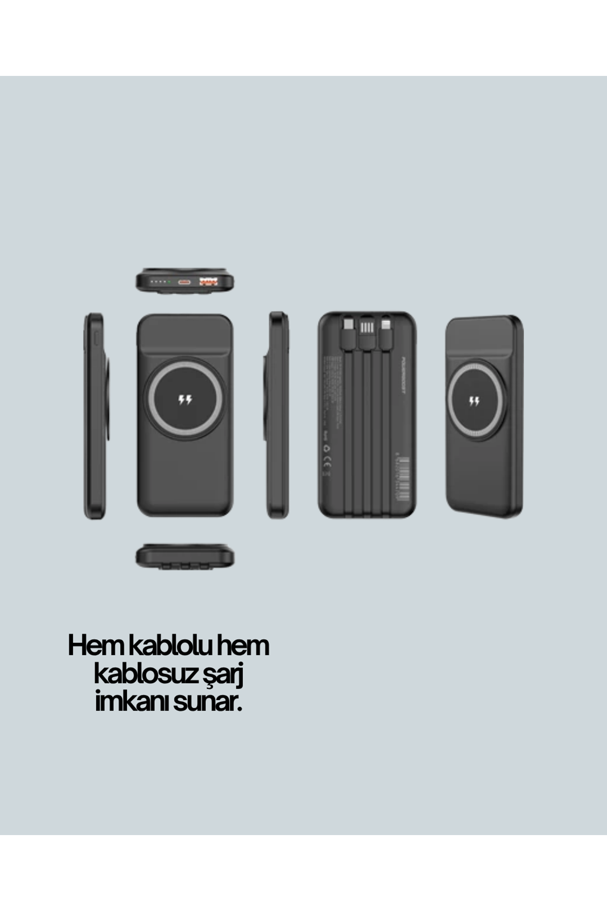 10000mAh Kablosuz ve Hızlı Şarj Destekli Powerbank – Taşınabilir Şarj Gücü