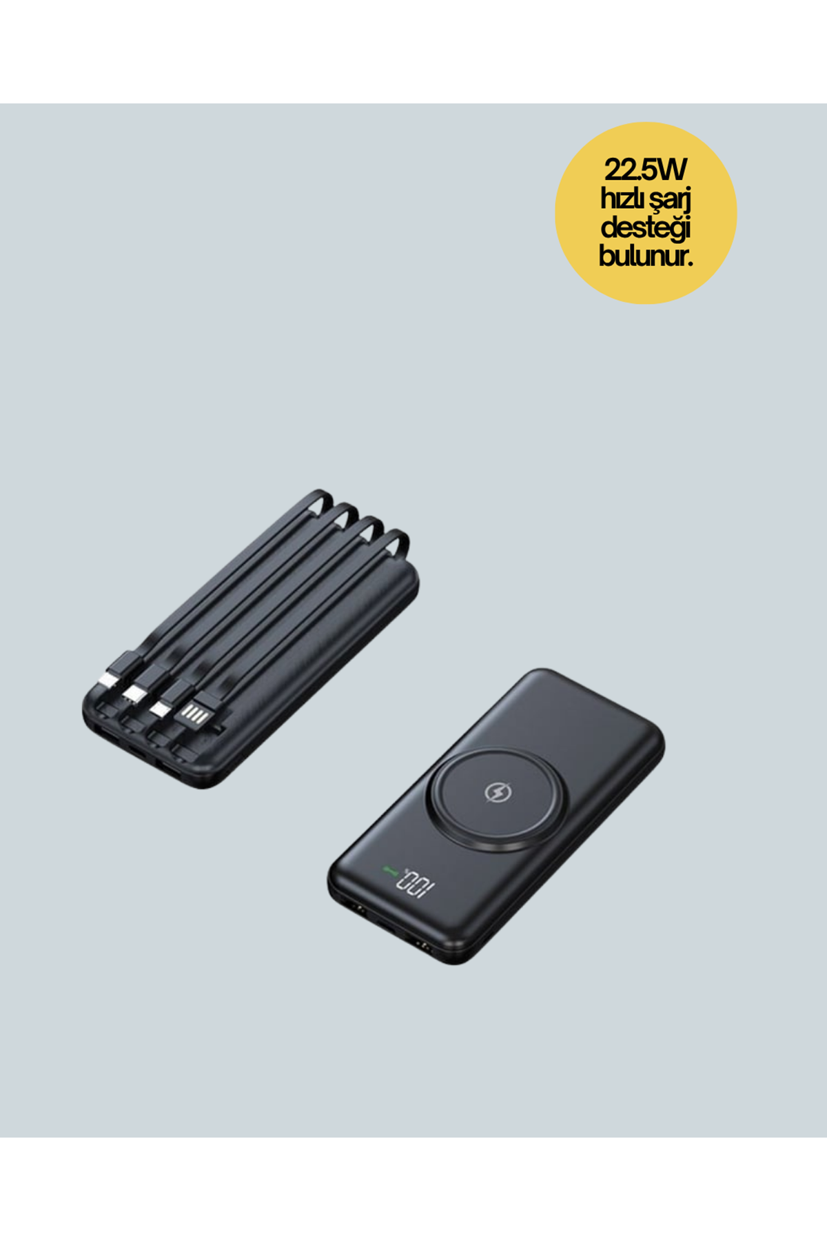 10000mAh Kablosuz ve Hızlı Şarj Destekli Powerbank – Taşınabilir Şarj Gücü