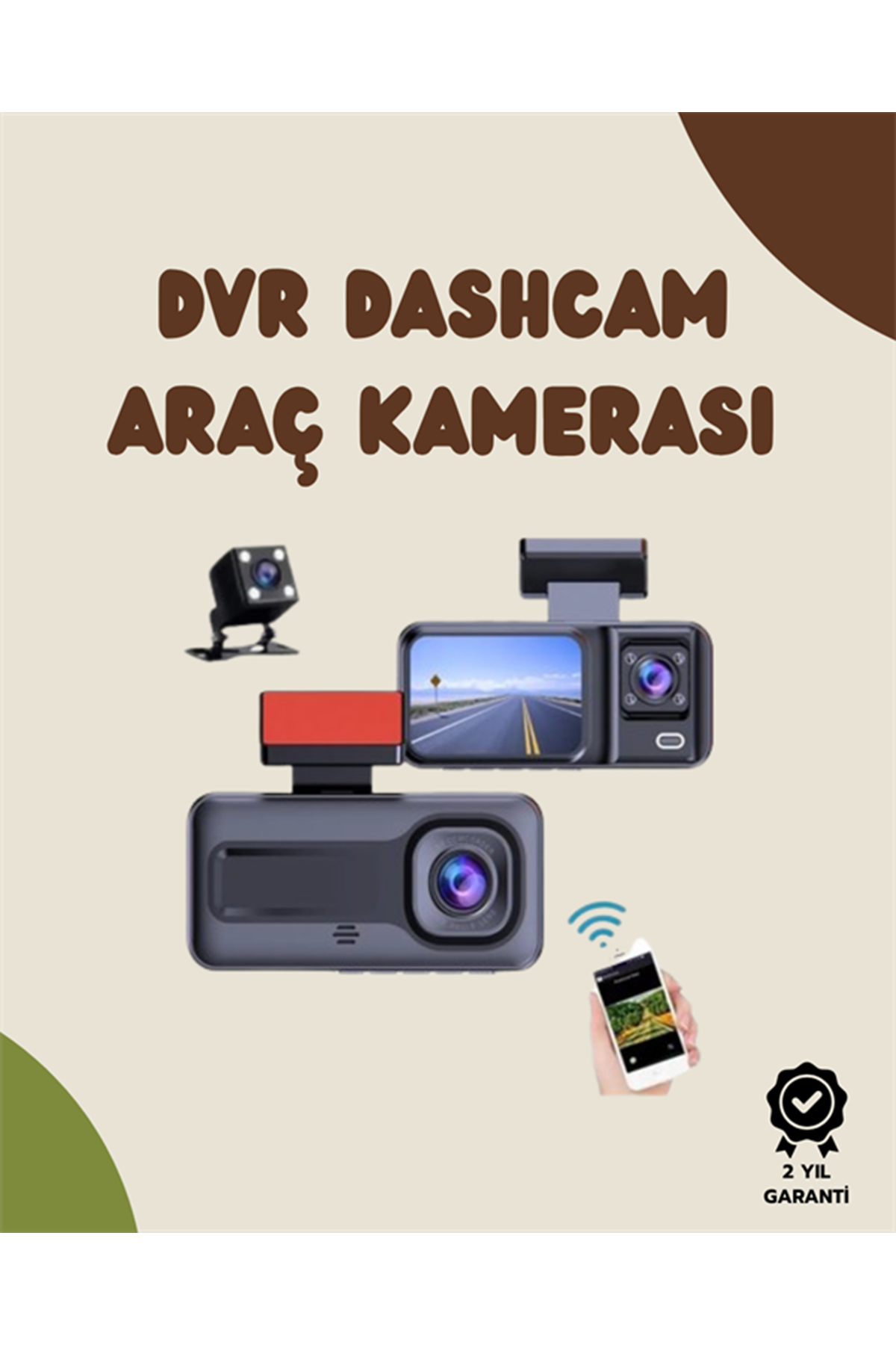 Sürüş ve Park Halinde Kesintisiz Güvenlik İçin 3 Kameralı Profesyonel Dashcam