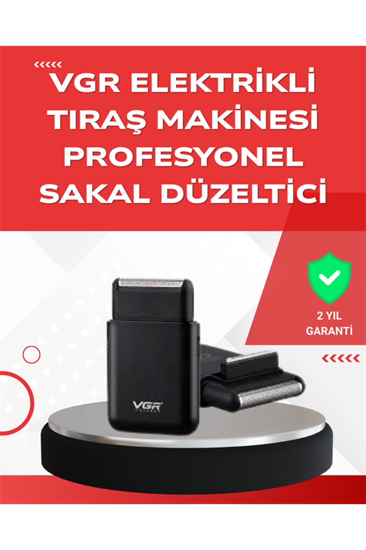 ABS Gövdeli Süper İnce Elektrikli Sakal Kesici – 45 dk Kablosuz Kullanım, Yanak Makası Dahil