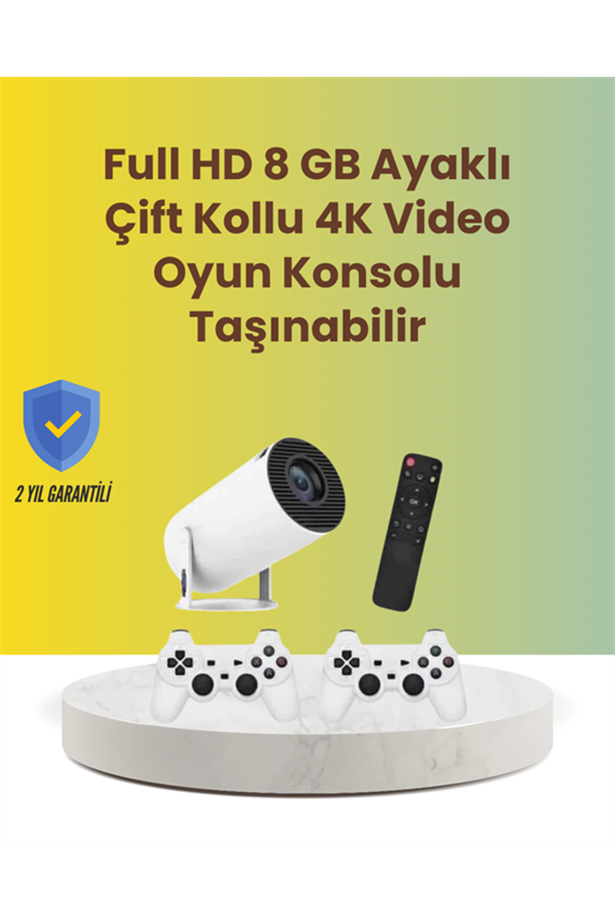TÇift Kollu Tasarımlı Kablosuz Projeksiyon – 4K, 10.000 Oyun ve Smart App Desteği