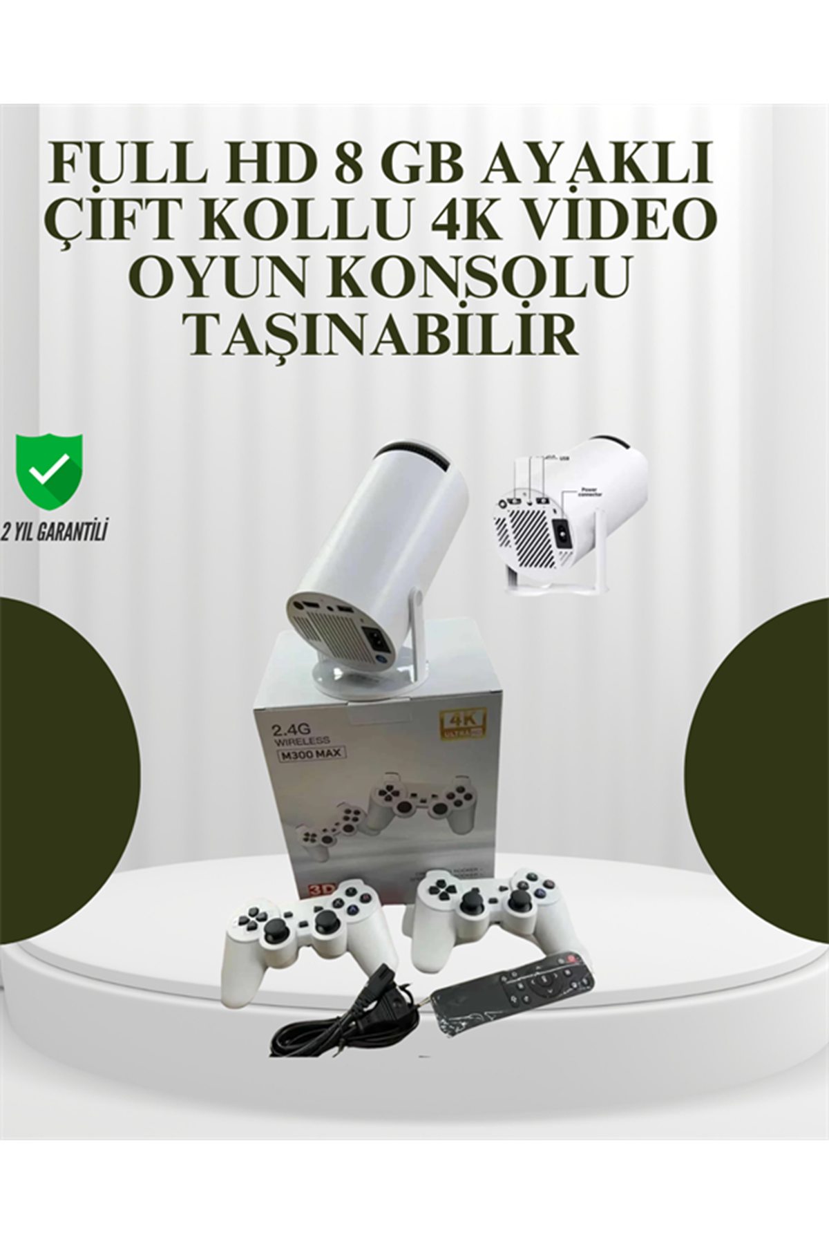 Portatif 4K Projeksiyon – 4.000 Uygulama, Kablosuz Yansıtma ve Bluetooth 5.0