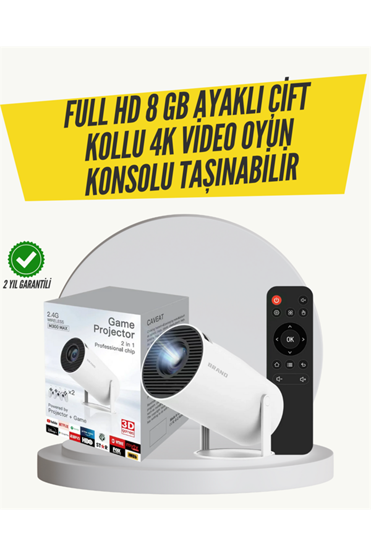 Kablosuz 4K Projeksiyon – Wi‑Fi 6 & Bluetooth 5.0 ile Oyun ve Uygulama Merkezli