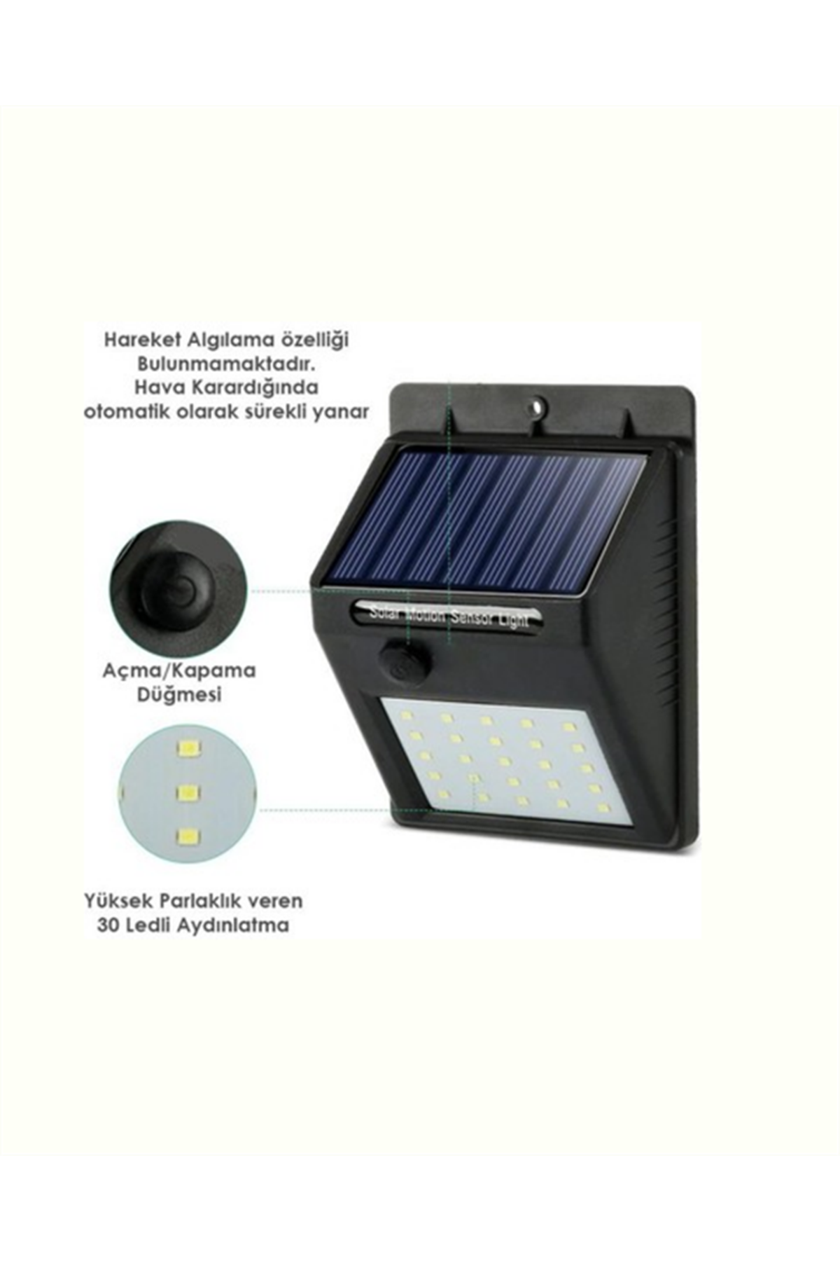 Hareket Sensörlü Solar Lamba | 120° Algılama Açısı, 3-4 Metre Mesafe, Suya Dayanıklı LED