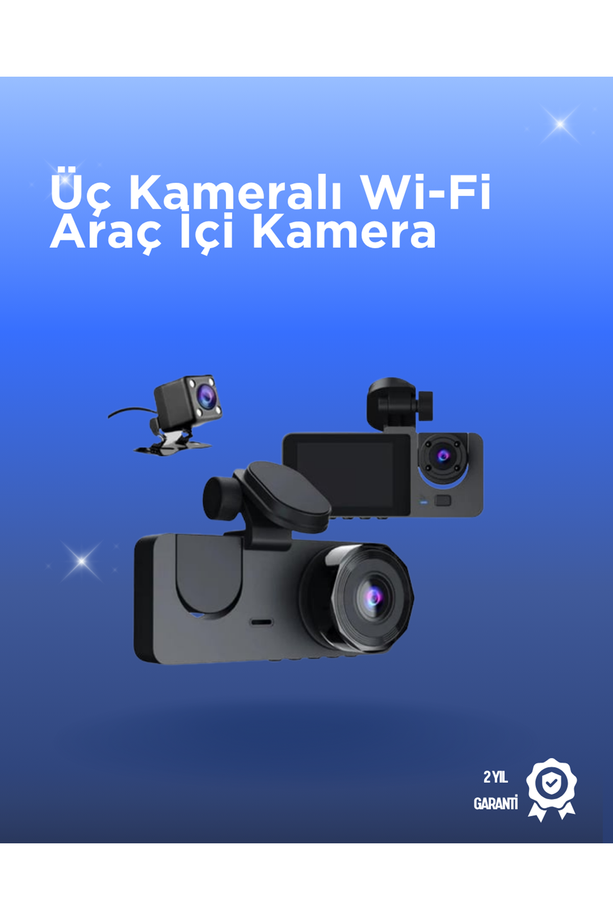 Gelişmiş G-Sensörlü Üçlü Araç Kamerası – 5” LCD Ekran ve Hareket Algılama