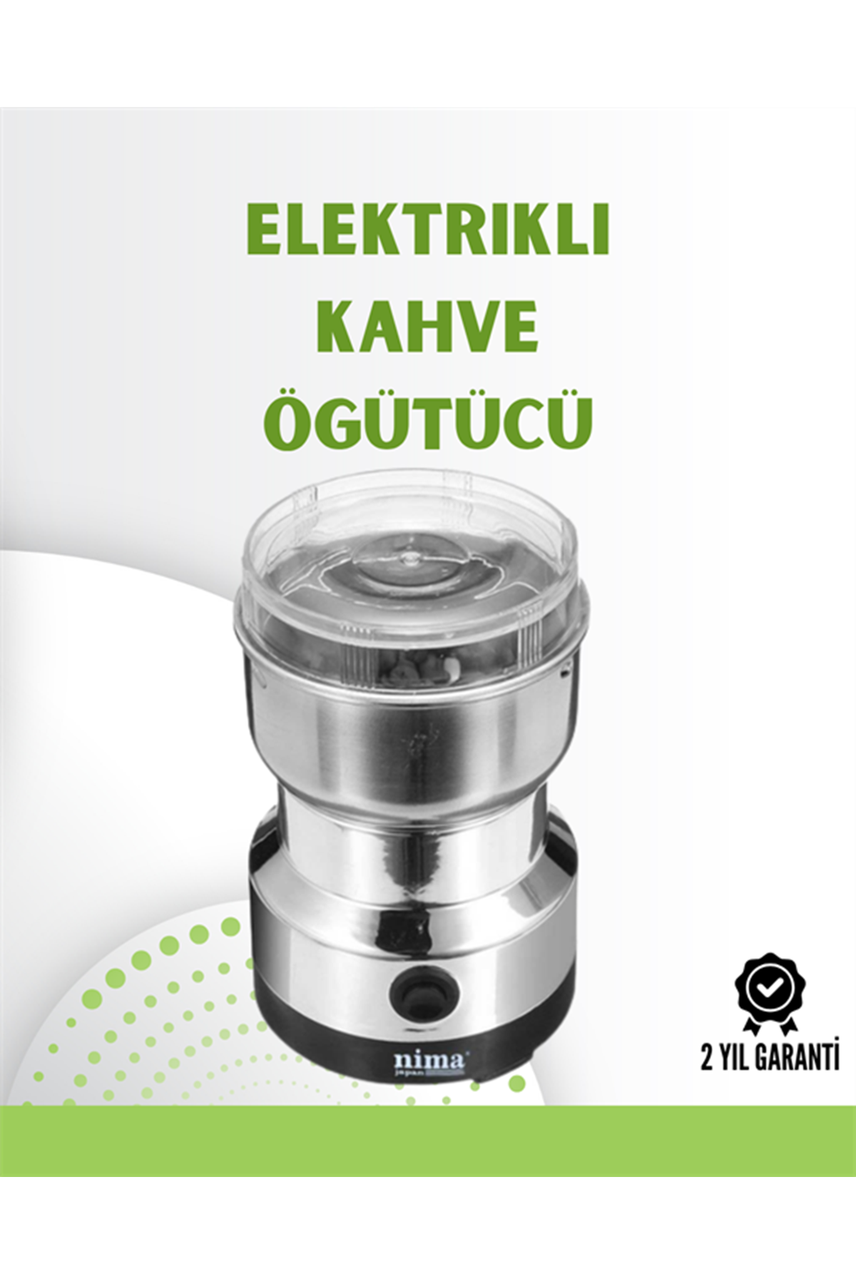 Kahve ve Baharat Değirmeni | Kompakt, Hafif, Hızlı Öğütme, Şeffaf Kapaklı, Kolay Kullanım