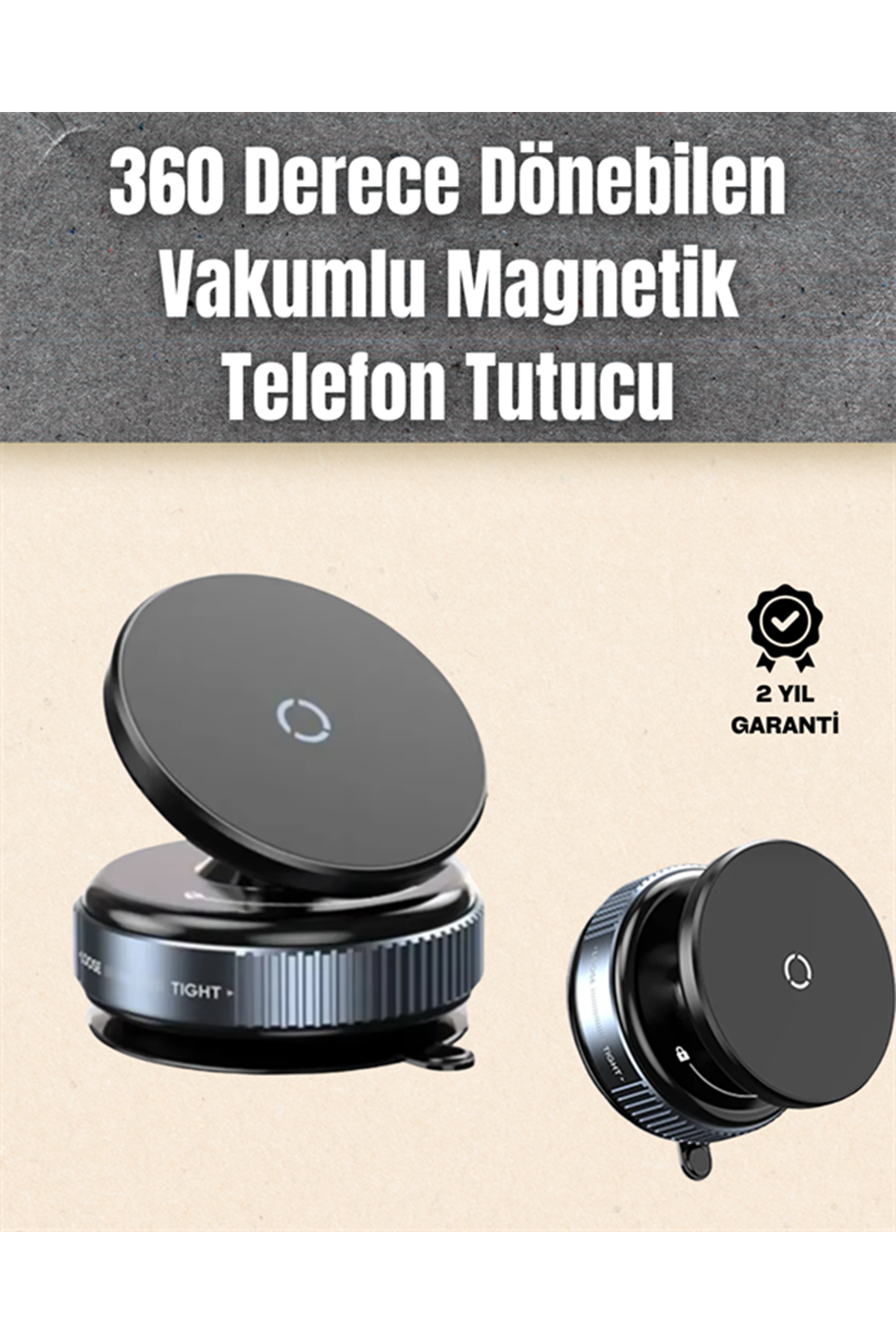Çok Yönlü Döner Başlıklı Vakumlu Araç Telefon Standı – Sert Yollarda Stabil Kullanım
