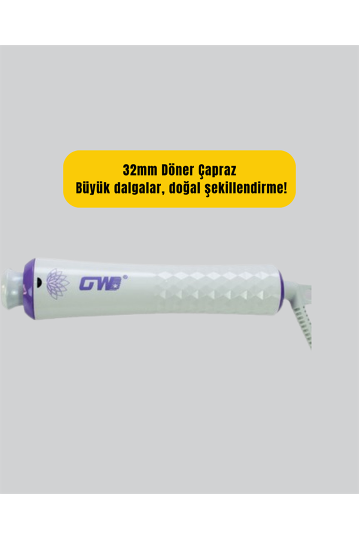 GW Taşınabilir Saç Maşası – 360° Döner Kablo, Negatif İyonlu Seramik Teknoloji