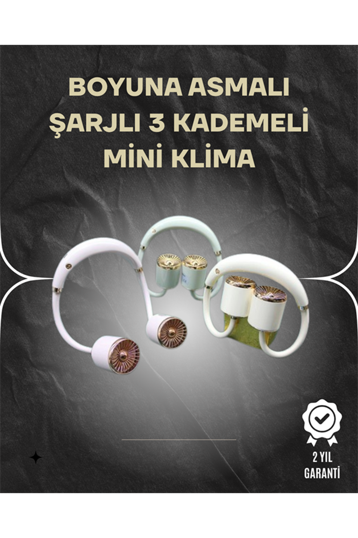 Asılabilir Mini Boyun Fanı | 1000mAh Şarjlı, Turbo Güçlü Rüzgar