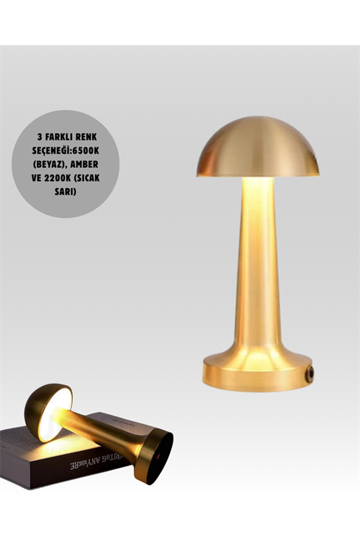 USB Şarjlı Dokunmatik LED Masa Lambası – 3 Renk Modu & Dimmer