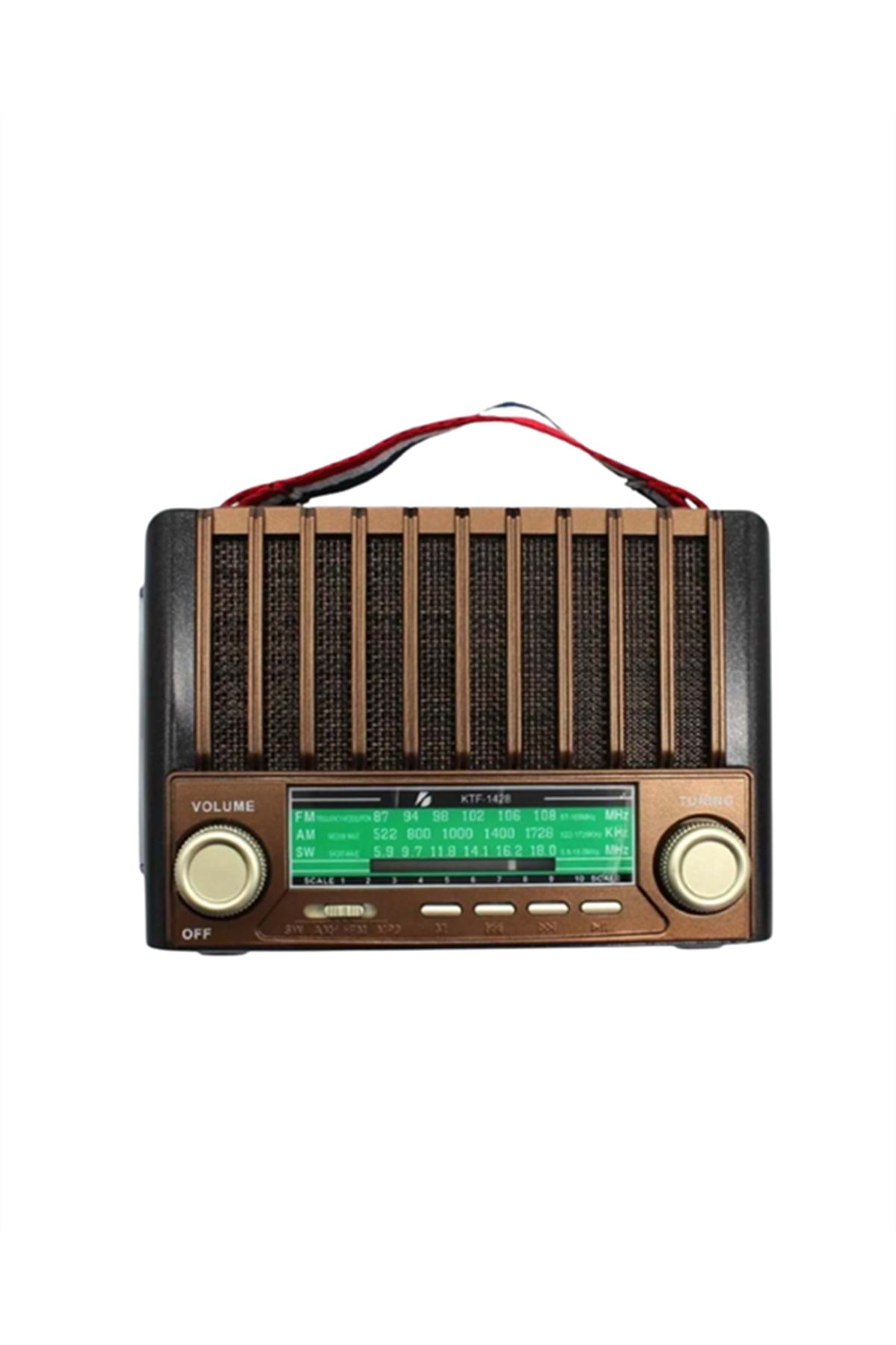 KTF-1428 Solar Enerjiyle Şarj Olabilen Bluetooth Nostalji Hoparlör – Taşınabilir, Güçlü Ses, MP3 Okuyucu