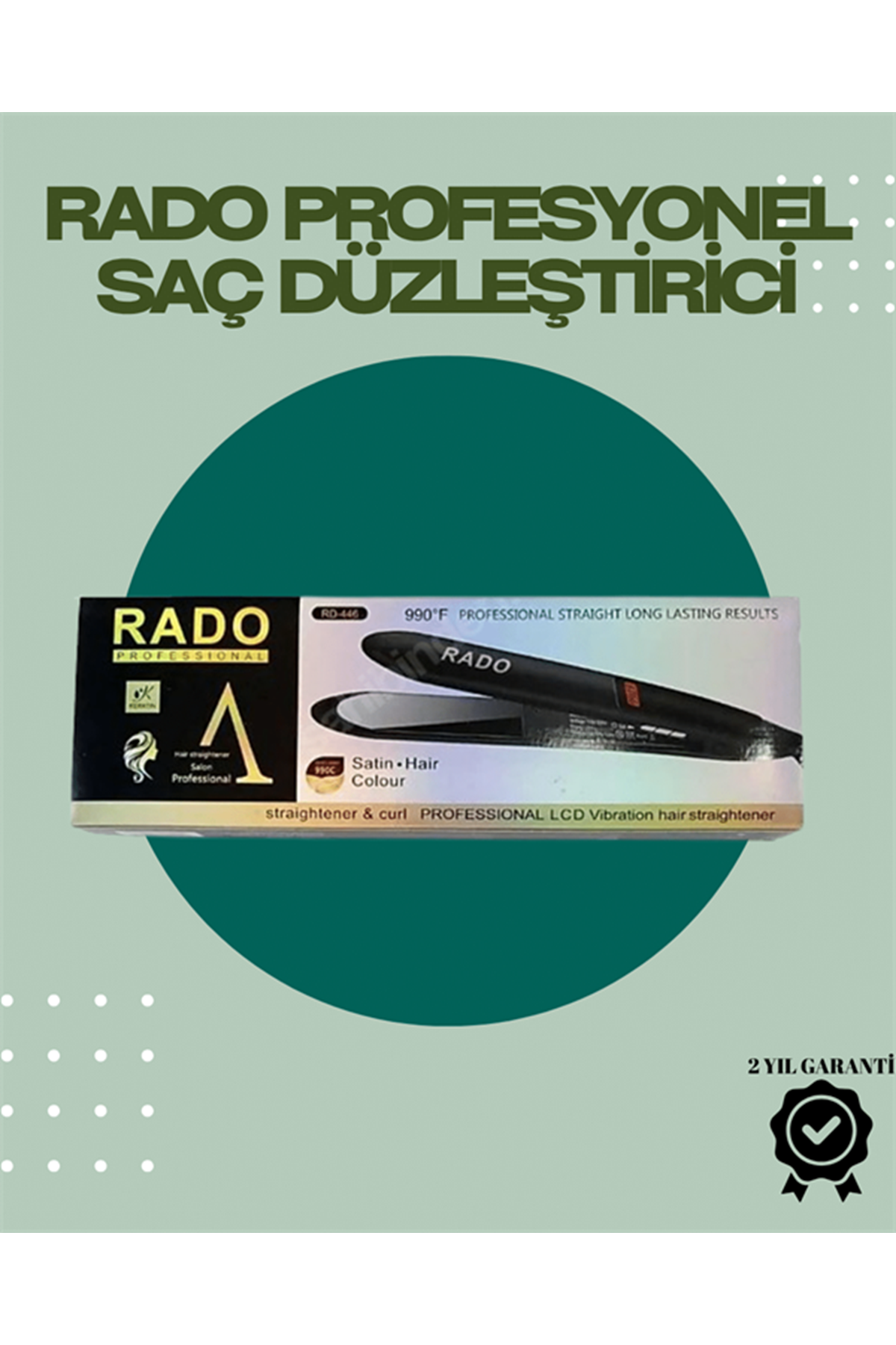 Rado RD-446 – Titanyum Seramik, 2.5 Metre Kablo, Hızlı Isınan Saç Düzleştirici