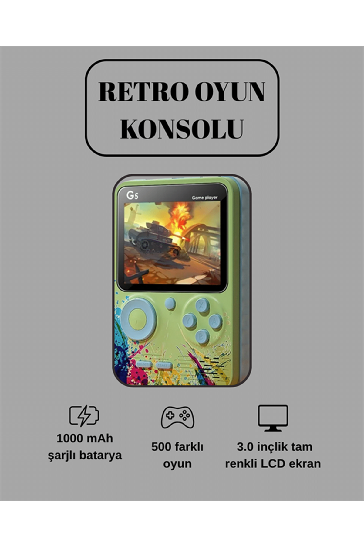 G5 Game Box Retro Mini Oyun Konsolu – 500 Dahili Oyun
