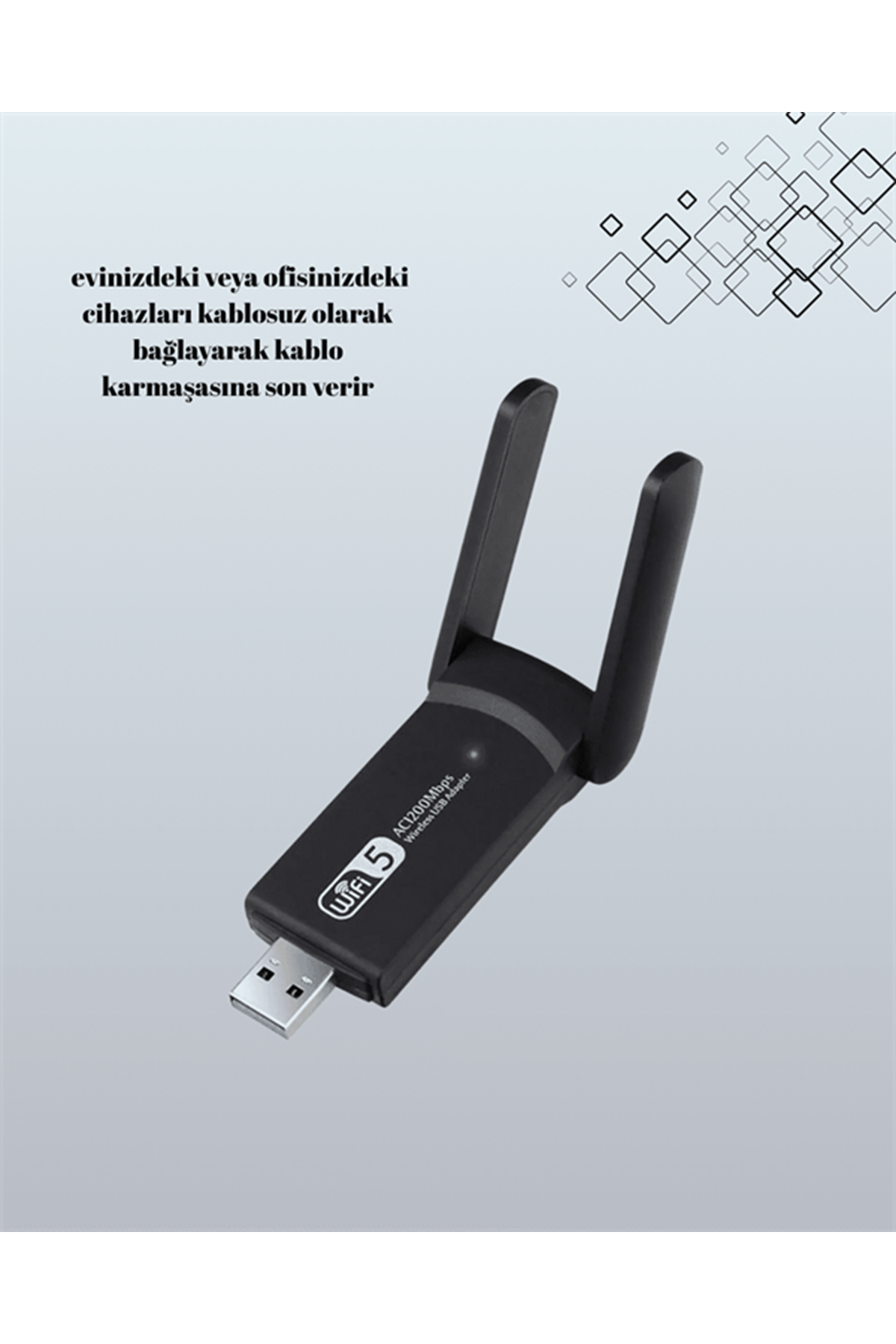 Yüksek Hızlı 1200 Mbps Çift Bant USB WiFi Adaptör – Güçlü Sinyal, Geniş Uyumluluk