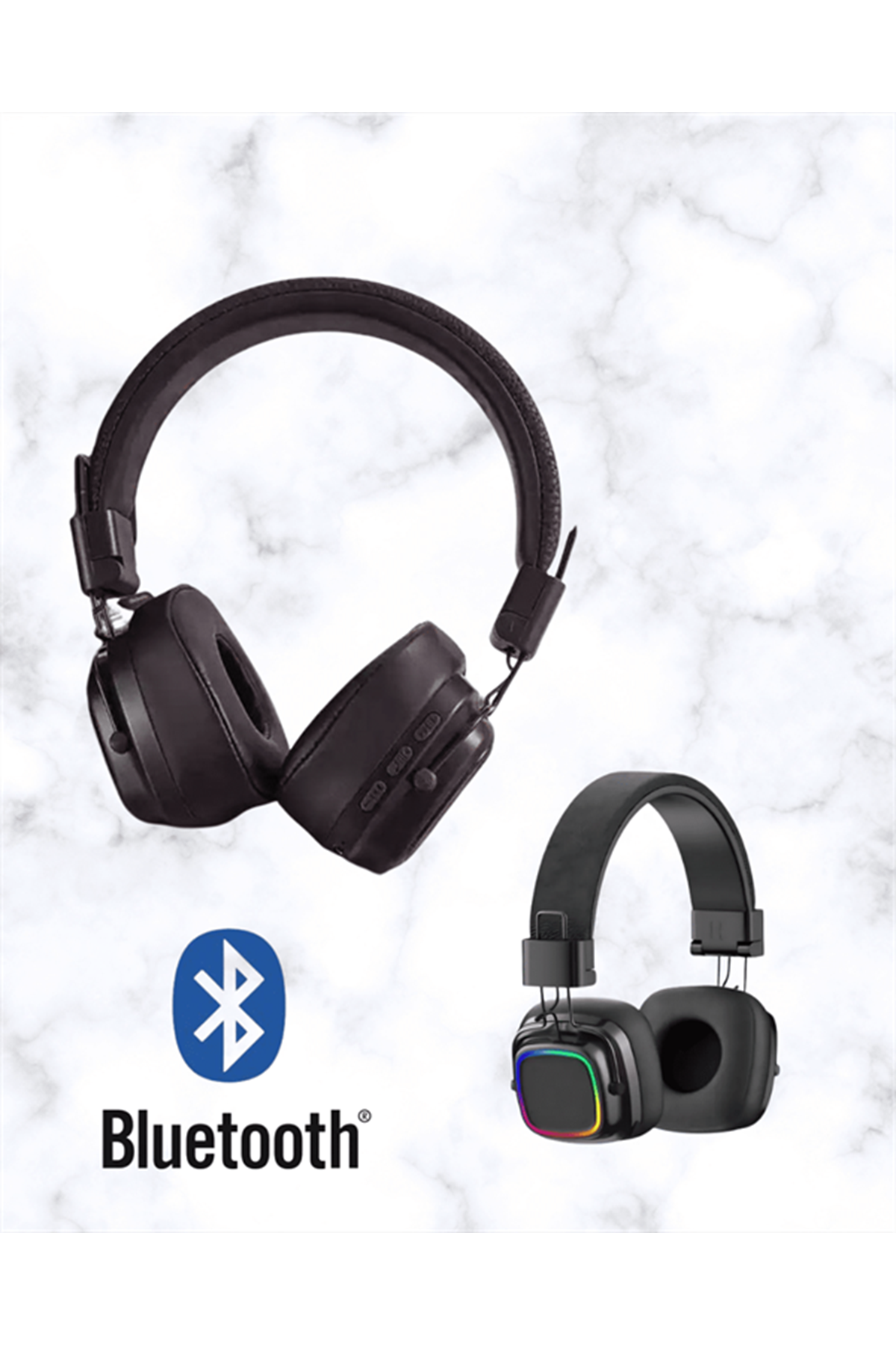 Bluetooth 5.3 Rainbow Işıklı Kulak Üstü Kablosuz Kulaklık